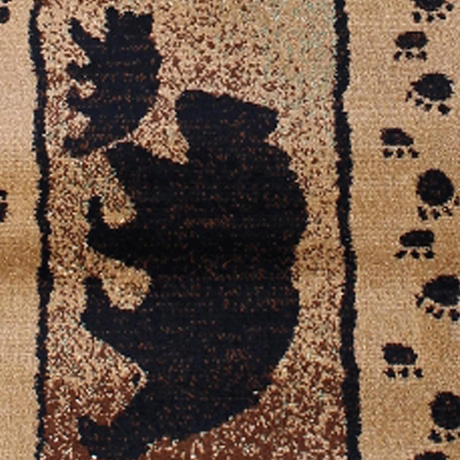 image:imageFlash Furniture Matra Collection Rustic Style Bear and Cub Area Rug Black 2 x 10 Jute Backing