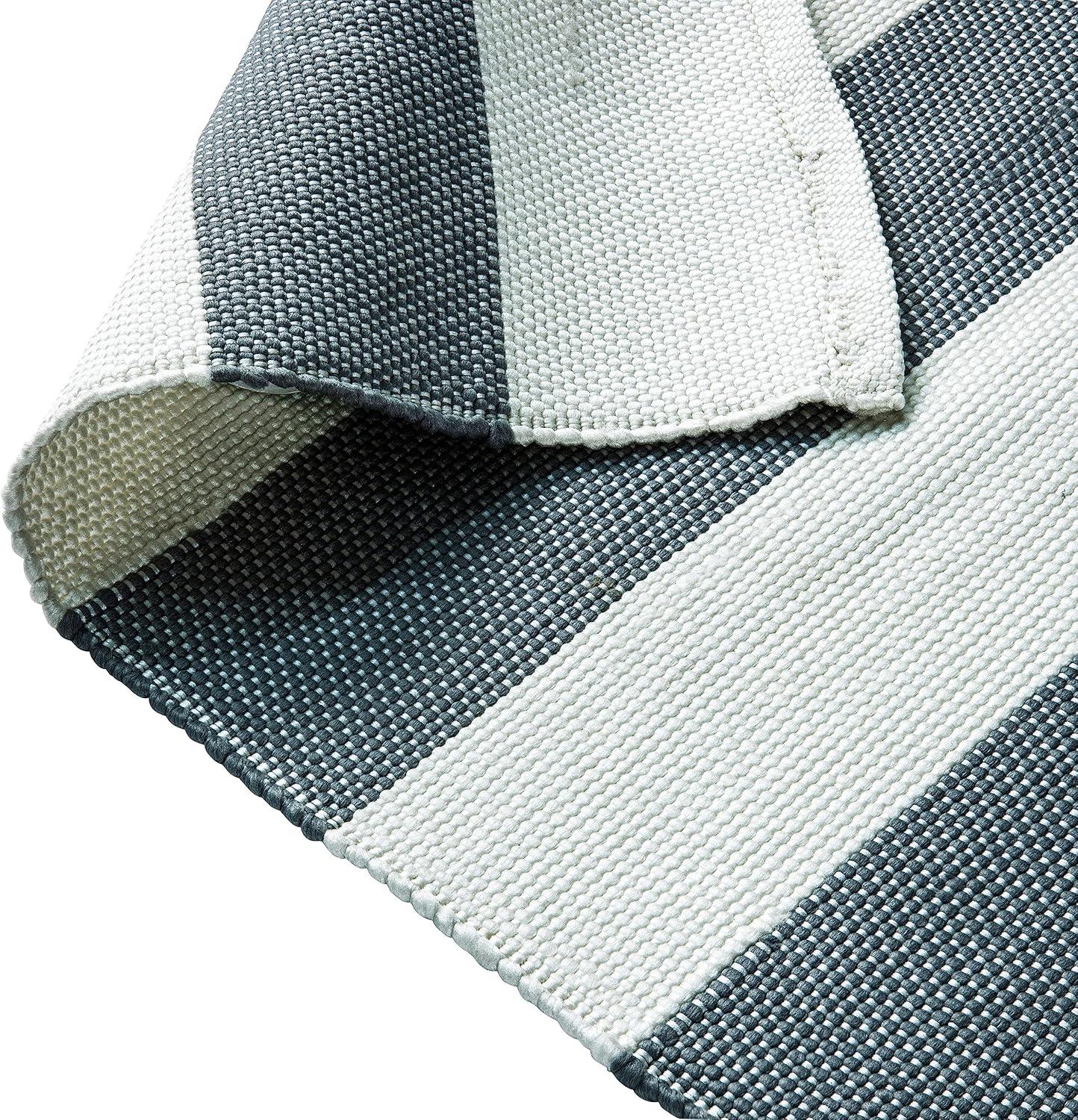image:imageFlash Furniture Melissa IndoorOutdoor Area Rug Grey amp White Cabana Striped 5 x 7 Stain Resistant