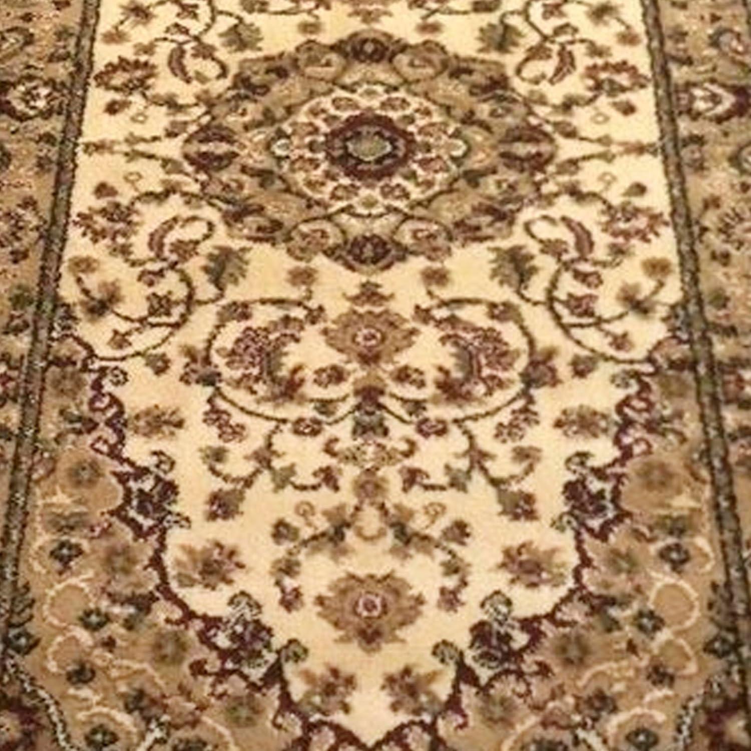 image:imageFlash Furniture Mersin Collection Persian Style Area Rug Olefin Black NonShedding Fibers 4 x 4 Octagon Jute Backing Hallway Entryway Bedroom Living RoomIvory