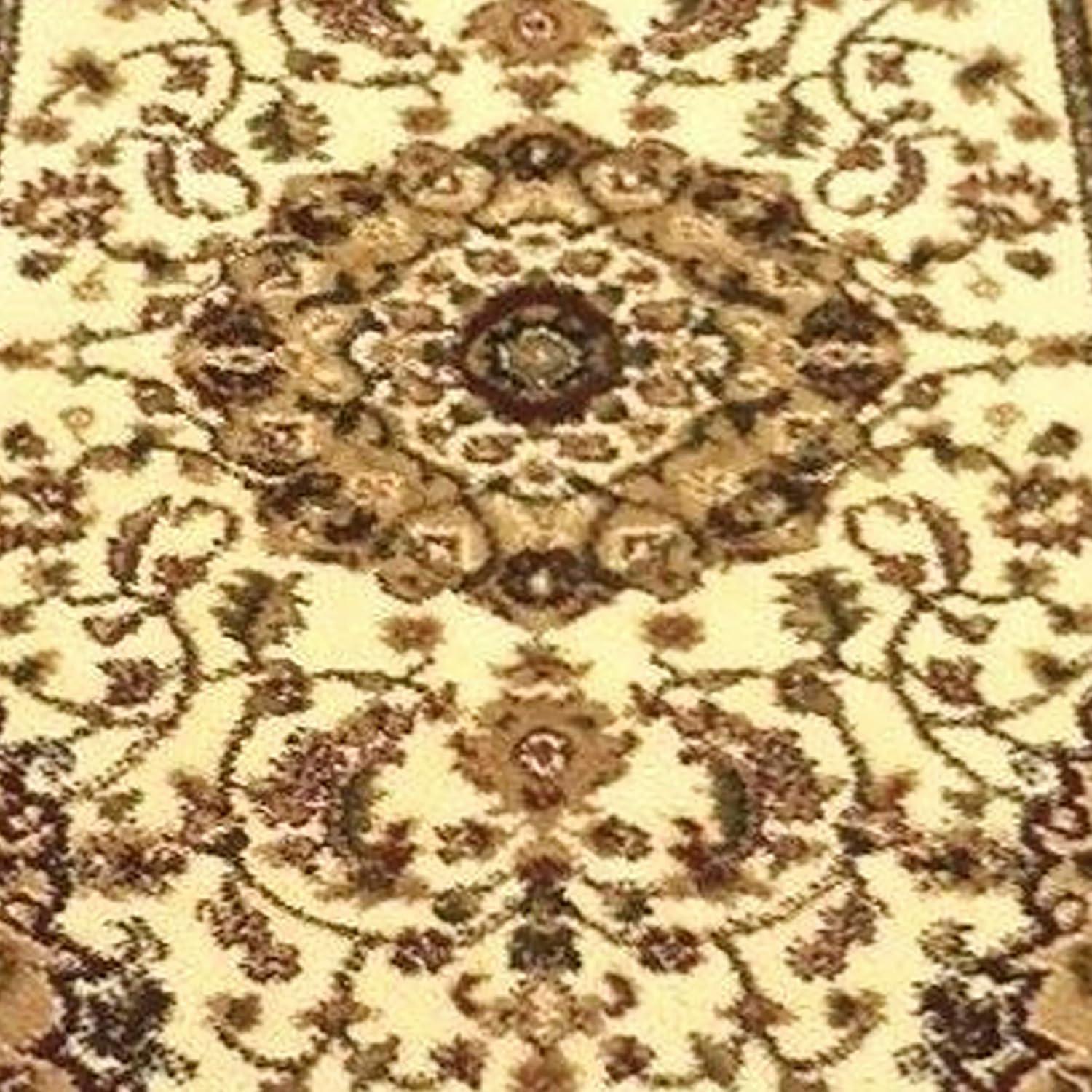 image:imageFlash Furniture Mersin Collection Persian Style Area Rug Olefin Black NonShedding Fibers 4 x 4 Octagon Jute Backing Hallway Entryway Bedroom Living RoomIvory