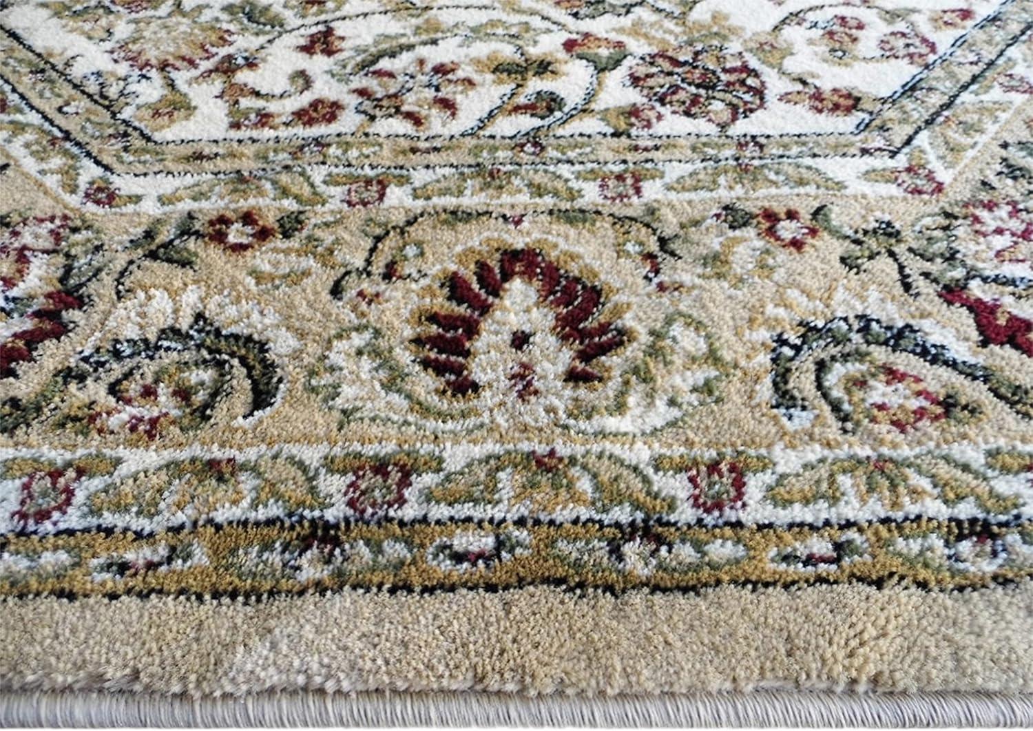 image:imageFlash Furniture Mersin Collection Persian Style Area Rug Olefin Black NonShedding Fibers 4 x 4 Octagon Jute Backing Hallway Entryway Bedroom Living RoomIvory