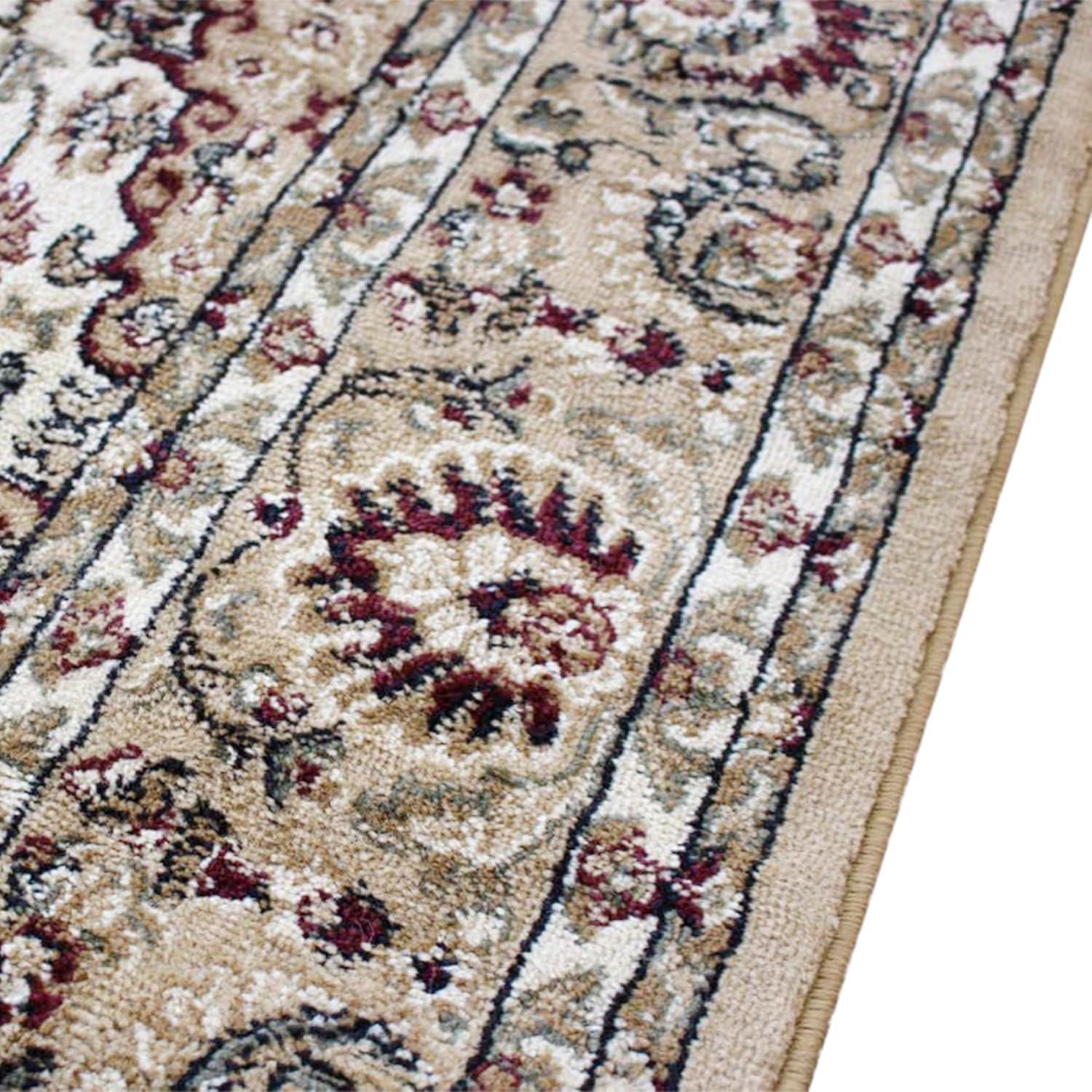image:imageFlash Furniture Mersin Collection Persian Style Area Rug Olefin Black NonShedding Fibers 4 x 4 Octagon Jute Backing Hallway Entryway Bedroom Living RoomIvory