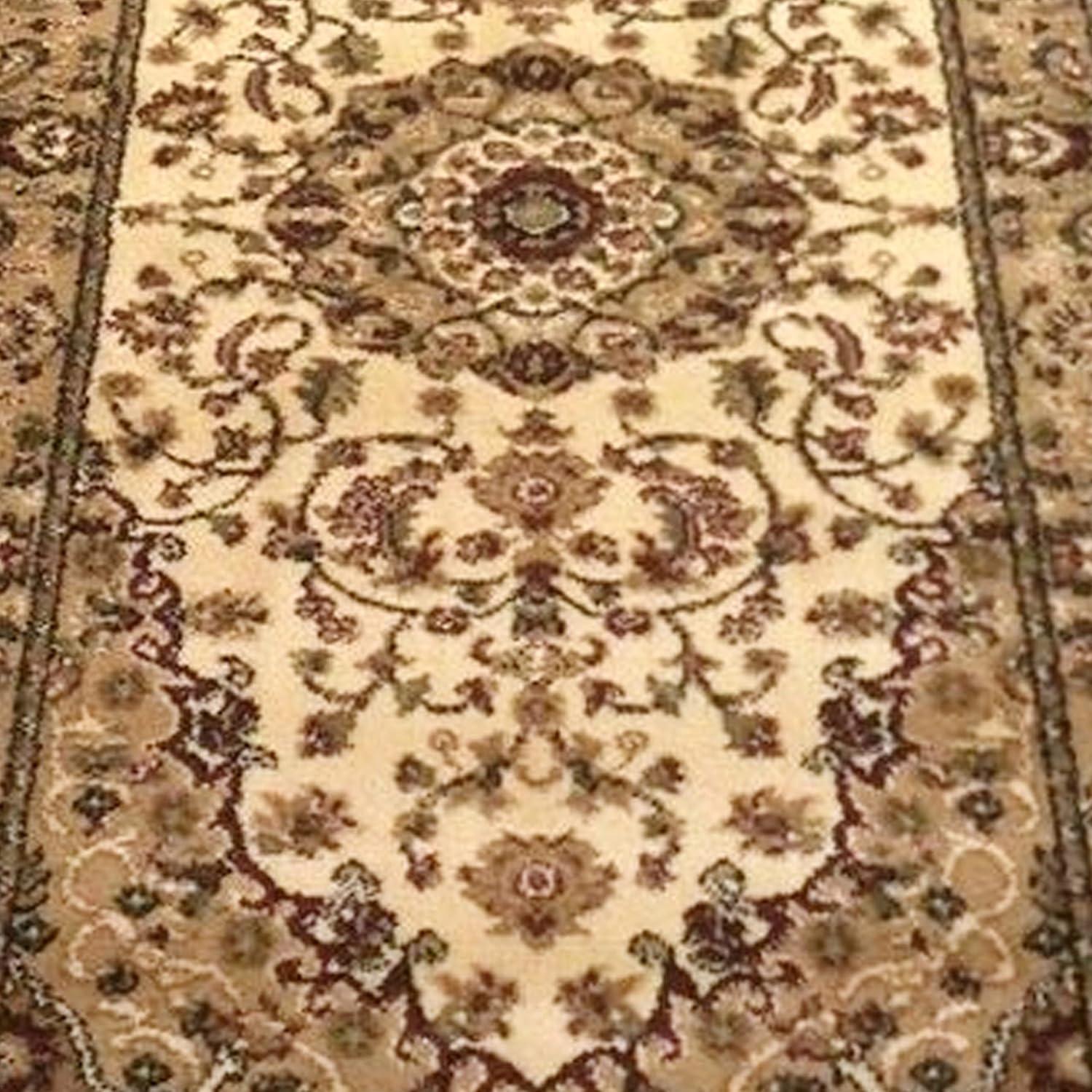 image:imageFlash Furniture Mersin Collection Persian Style Area Rug Olefin Black NonShedding Fibers 4 x 4 Octagon Jute Backing Hallway Entryway Bedroom Living RoomIvory