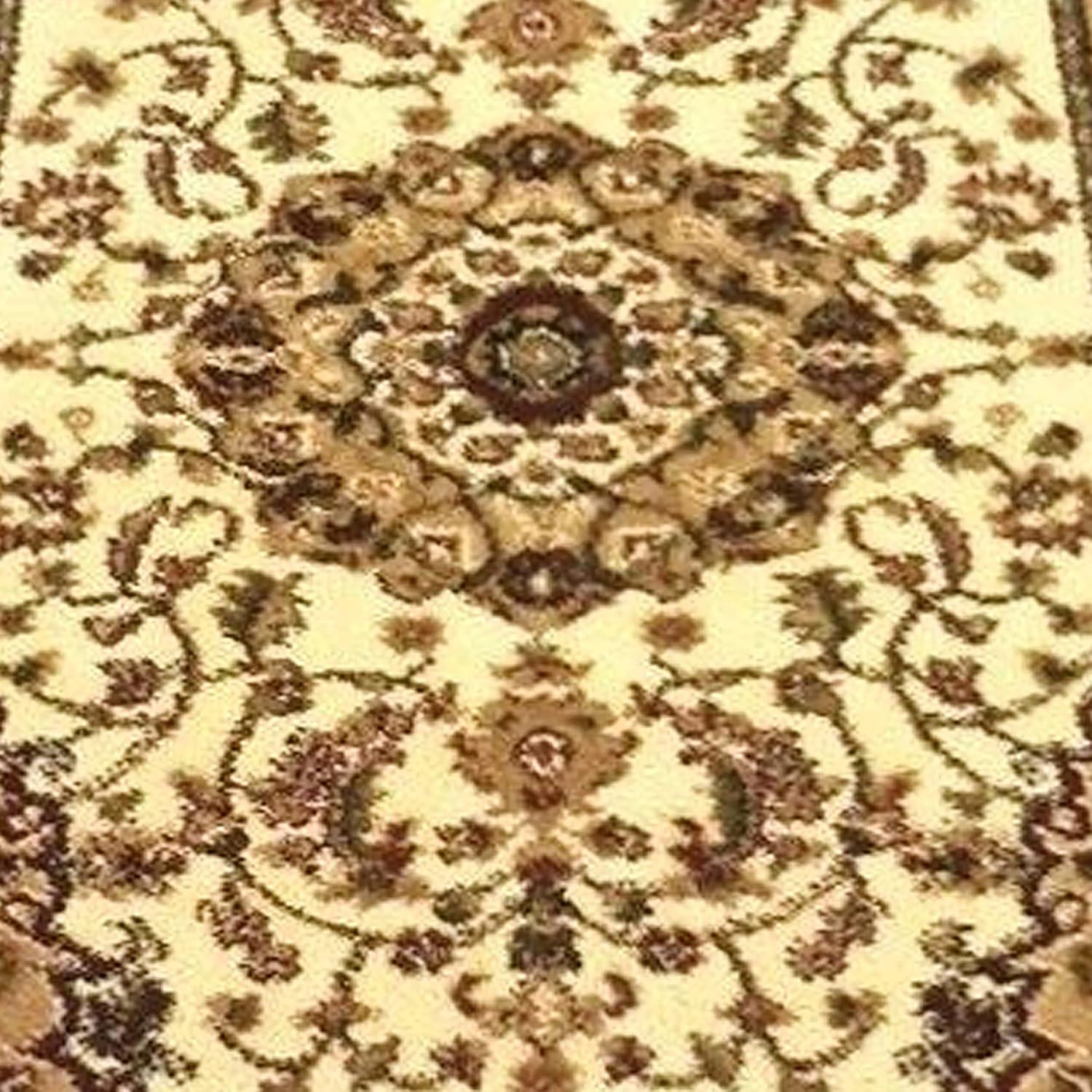 image:imageFlash Furniture Mersin Collection Persian Style Area Rug Olefin Black NonShedding Fibers 4 x 4 Octagon Jute Backing Hallway Entryway Bedroom Living RoomIvory