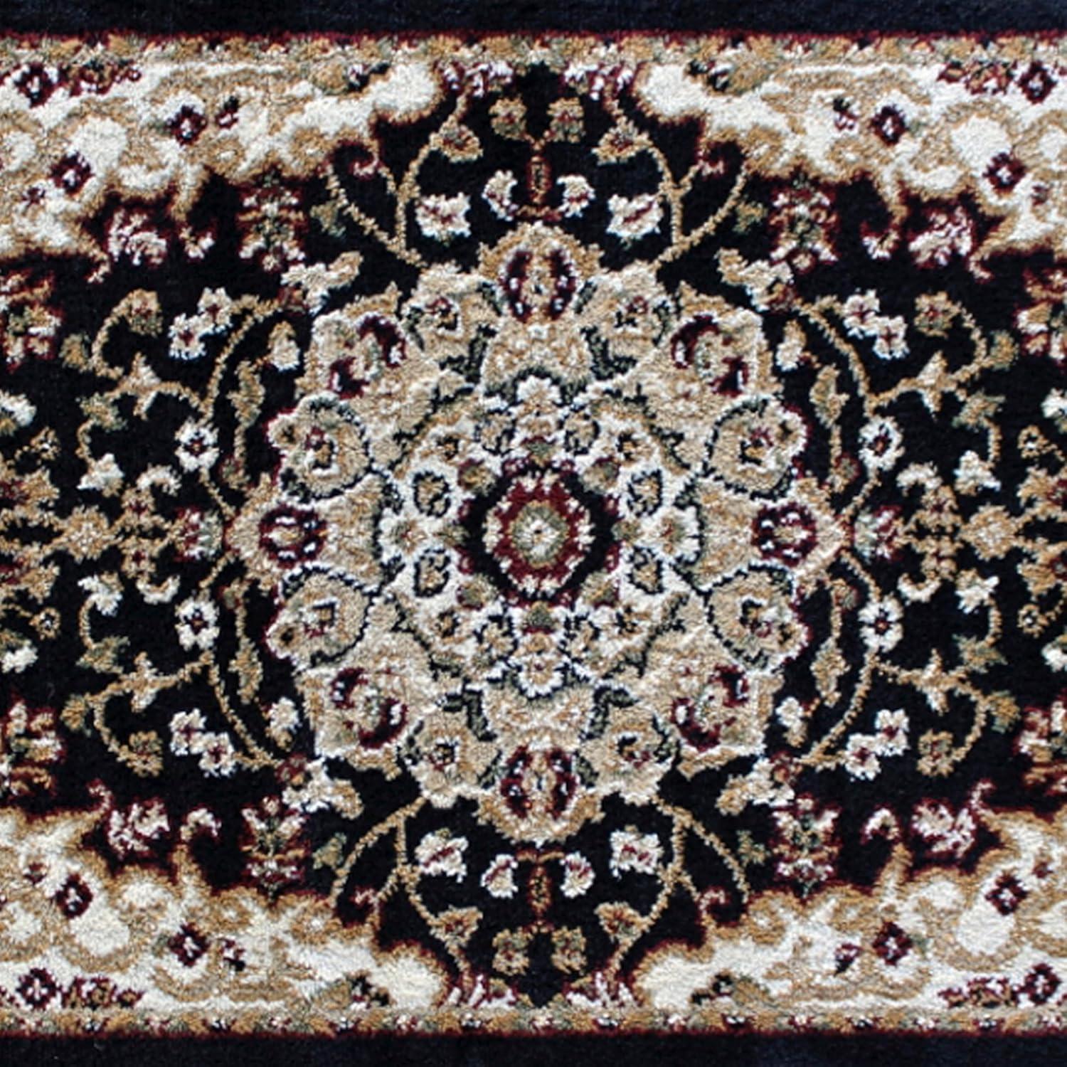 image:imageFlash Furniture Mersin Collection Persian Style Area Rug Olefin Black NonShedding Fibers 4 x 4 Octagon Jute Backing Hallway Entryway Bedroom Living RoomBlack