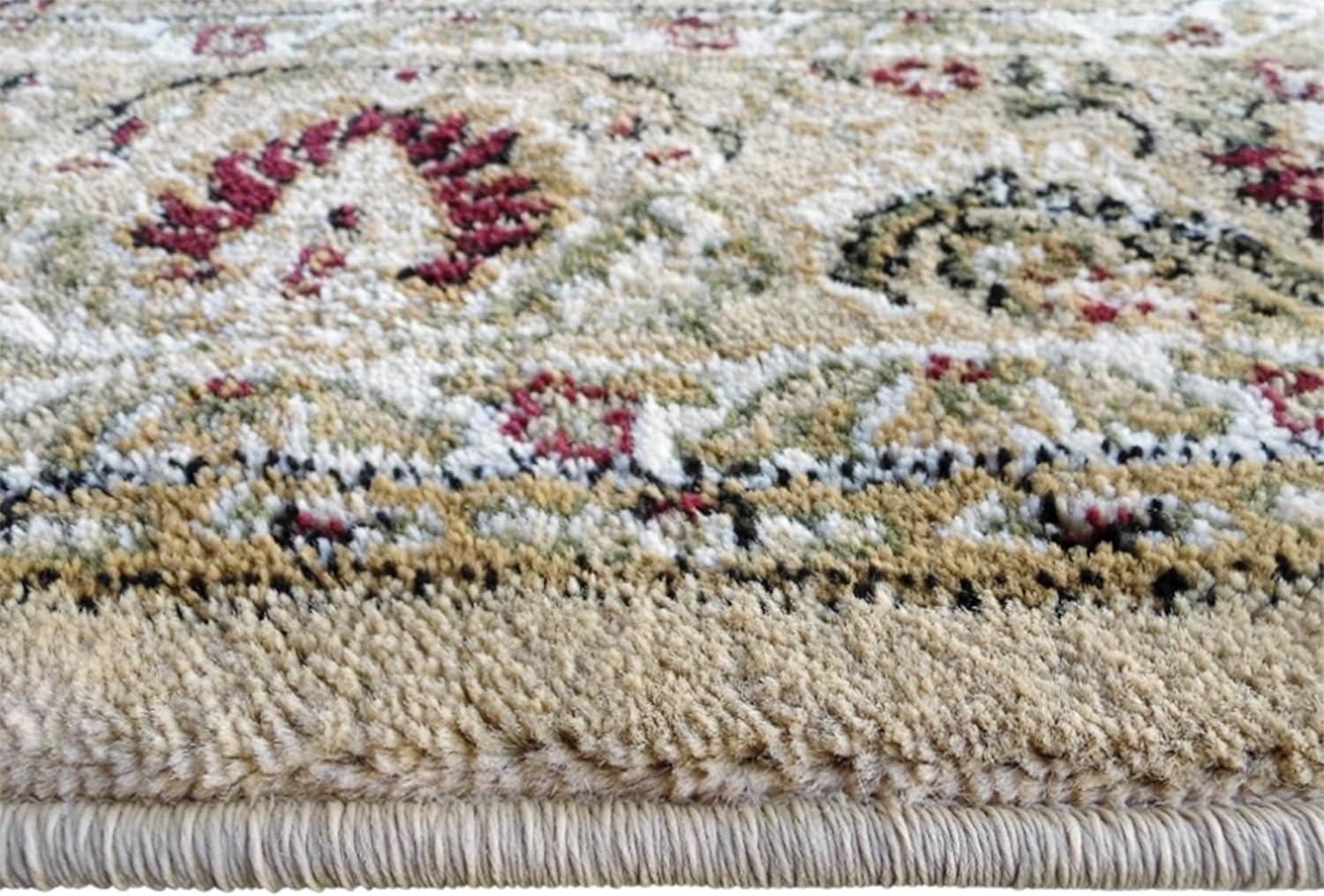 image:imageFlash Furniture Mersin Collection Persian Style Area Rug Olefin Black NonShedding Fibers 4 x 4 Octagon Jute Backing Hallway Entryway Bedroom Living RoomIvory