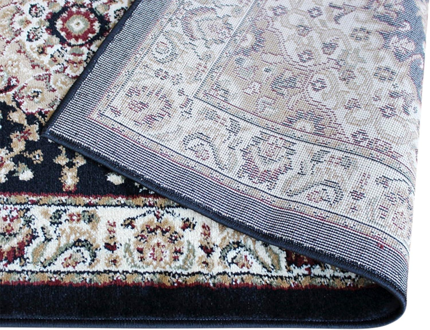image:imageFlash Furniture Mersin Collection Persian Style Area Rug Olefin Black NonShedding Fibers 4 x 4 Octagon Jute Backing Hallway Entryway Bedroom Living RoomBlack