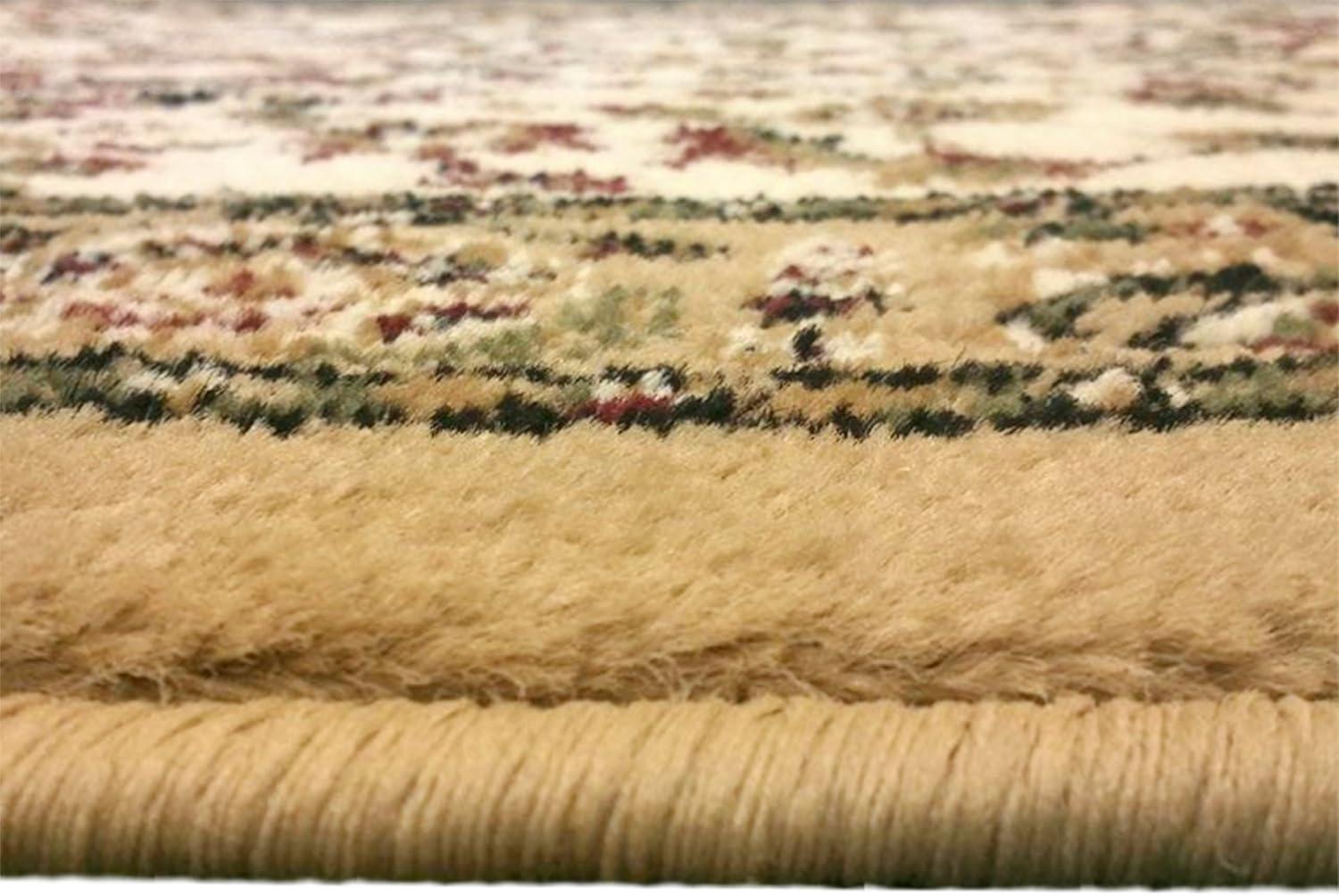 image:imageFlash Furniture Mersin Collection Persian Style Area Rug Olefin Black NonShedding Fibers 4 x 4 Octagon Jute Backing Hallway Entryway Bedroom Living RoomIvory