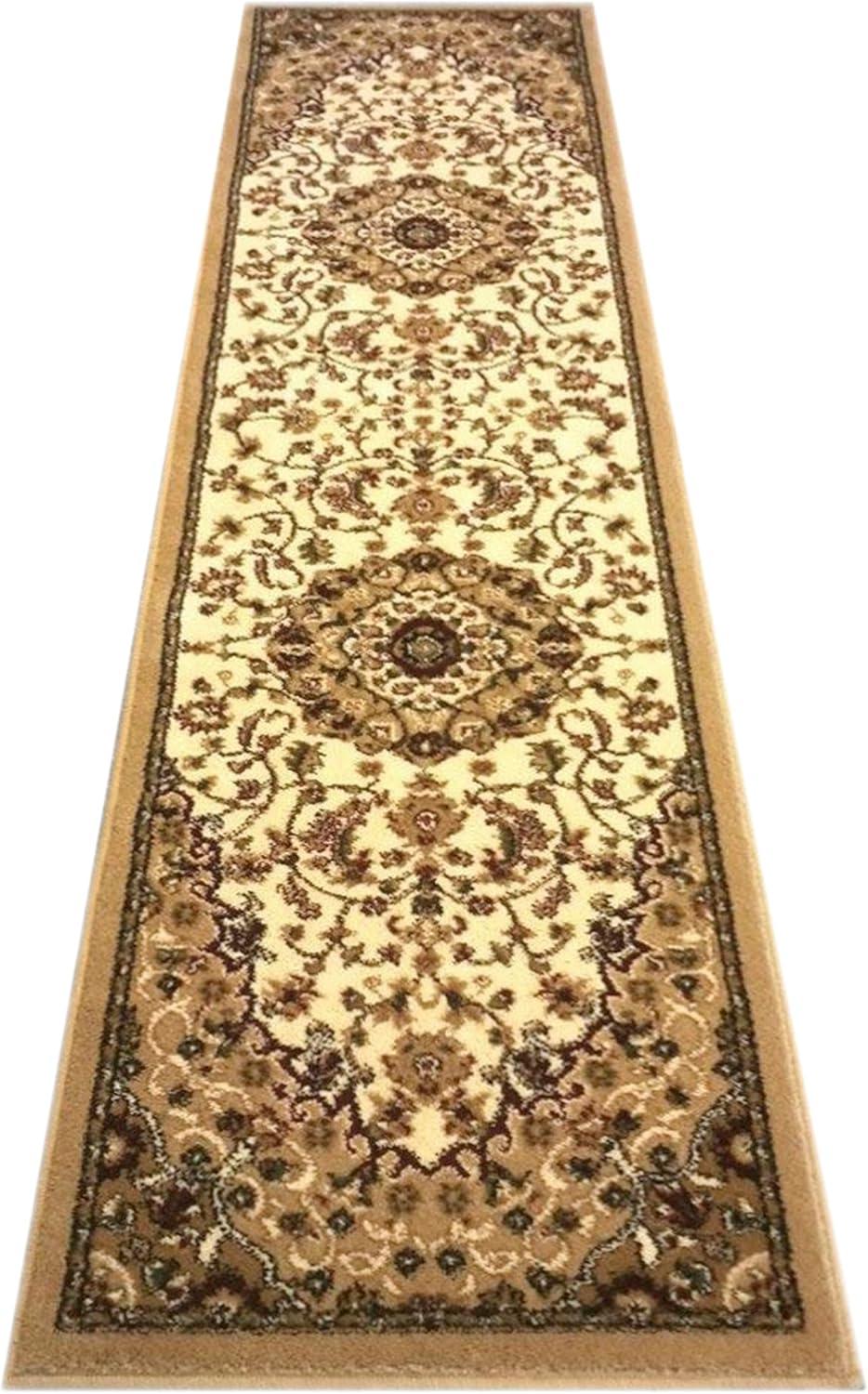 image:imageFlash Furniture Mersin Collection Persian Style Area Rug Olefin Black NonShedding Fibers 4 x 4 Octagon Jute Backing Hallway Entryway Bedroom Living RoomIvory