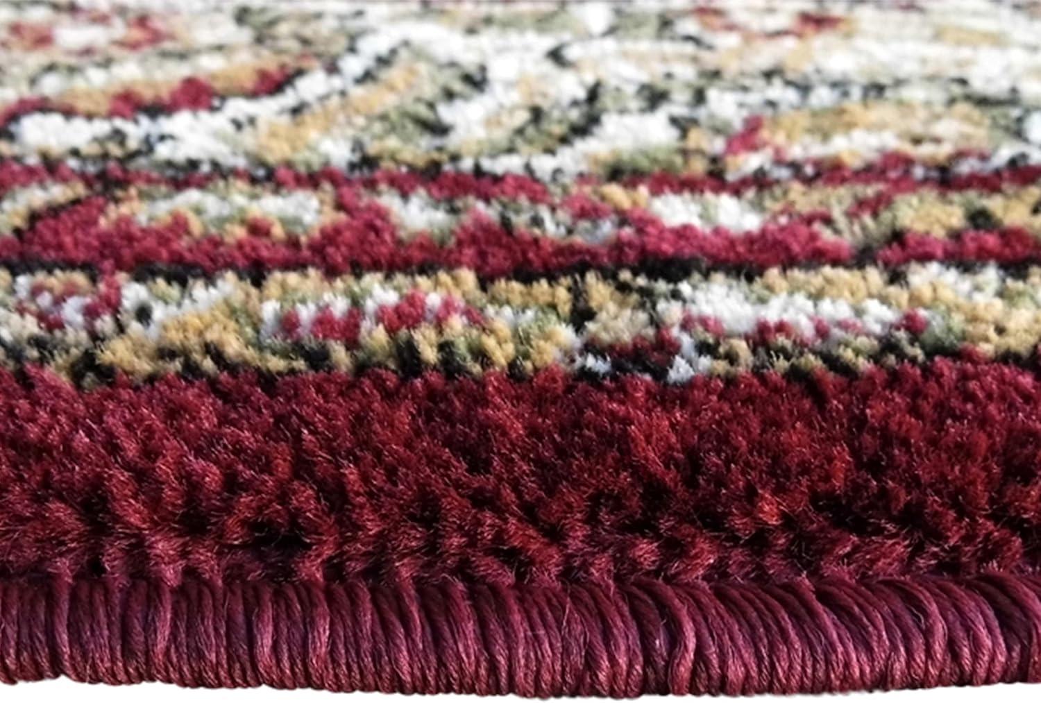 image:imageFlash Furniture Mersin Collection Persian Style Area Rug Olefin Black NonShedding Fibers 4 x 4 Octagon Jute Backing Hallway Entryway Bedroom Living RoomBurgundy