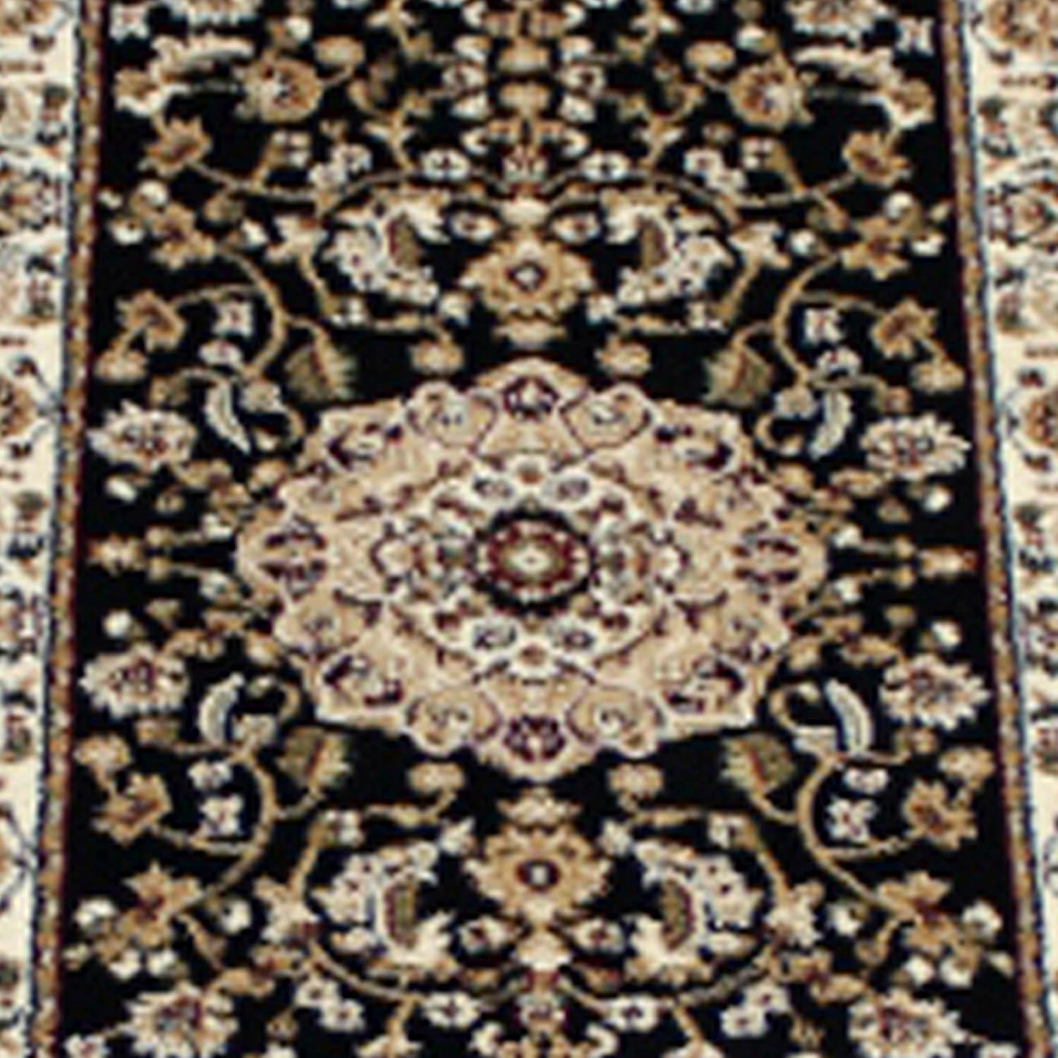 image:imageFlash Furniture Mersin Collection Persian Style Area Rug Olefin Black NonShedding Fibers 4 x 4 Octagon Jute Backing Hallway Entryway Bedroom Living RoomBlack