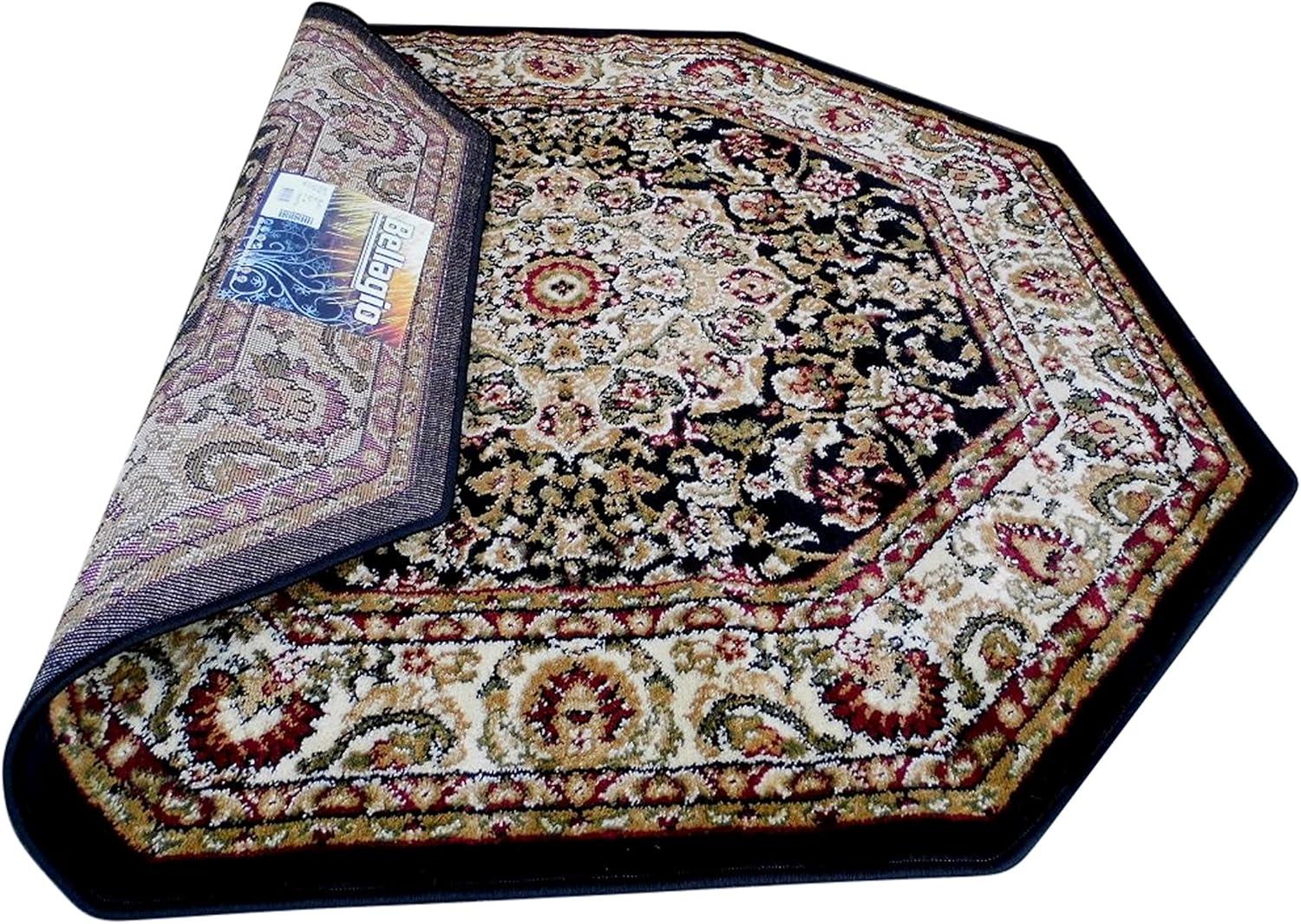 image:imageFlash Furniture Mersin Collection Persian Style Area Rug Olefin Black NonShedding Fibers 4 x 4 Octagon Jute Backing Hallway Entryway Bedroom Living RoomBlack