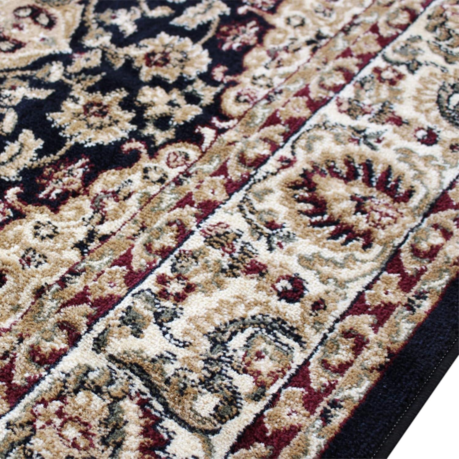 image:imageFlash Furniture Mersin Collection Persian Style Area Rug Olefin Black NonShedding Fibers 4 x 4 Octagon Jute Backing Hallway Entryway Bedroom Living RoomBlack