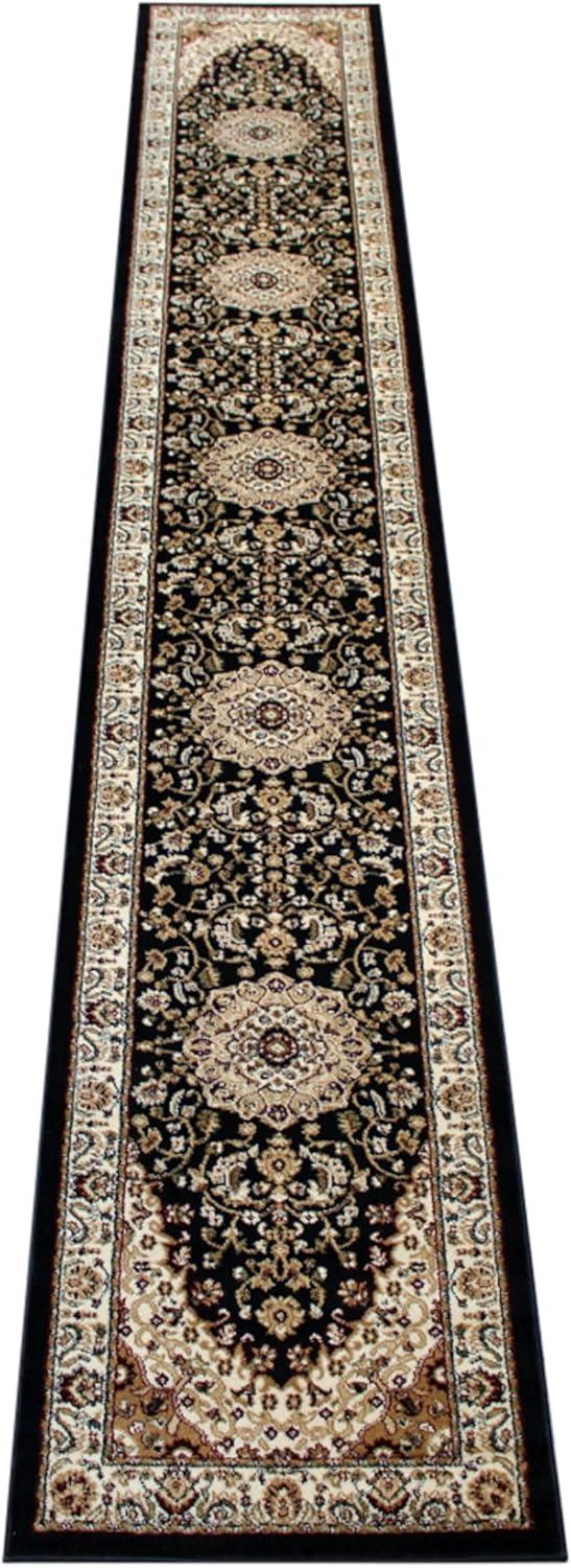 image:imageFlash Furniture Mersin Collection Persian Style Area Rug Olefin Black NonShedding Fibers 4 x 4 Octagon Jute Backing Hallway Entryway Bedroom Living RoomBlack