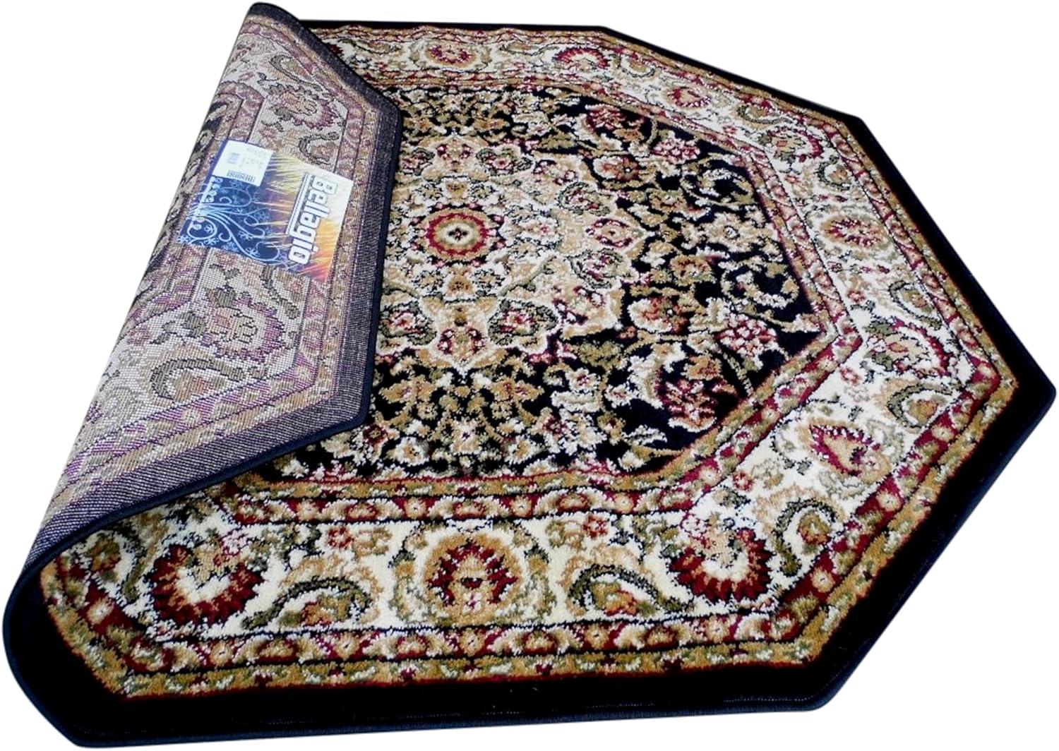 image:imageFlash Furniture Mersin Collection Persian Style Area Rug Olefin Black NonShedding Fibers 4 x 4 Octagon Jute Backing Hallway Entryway Bedroom Living RoomBlack