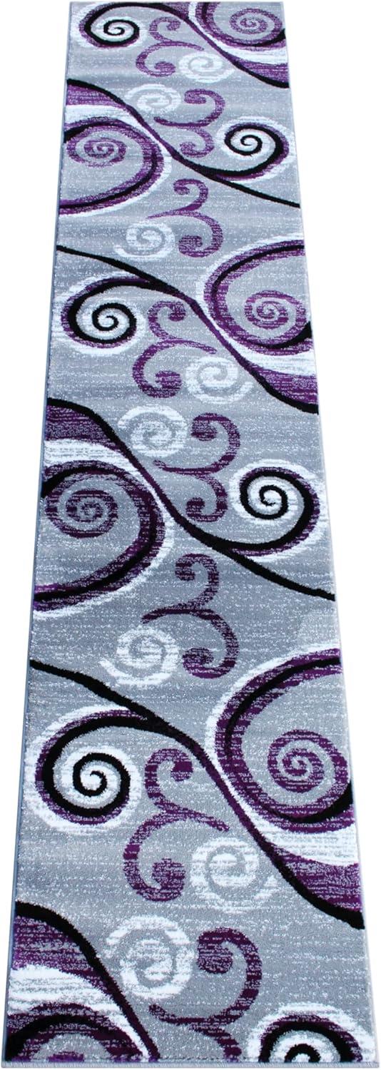 image:imageFlash Furniture Valli Collection Area Rug High Pile Purple Olefin Rug 2 x 7 Area Rug Jute Backing Hallway Entryway Bedroom Living RoomPurple