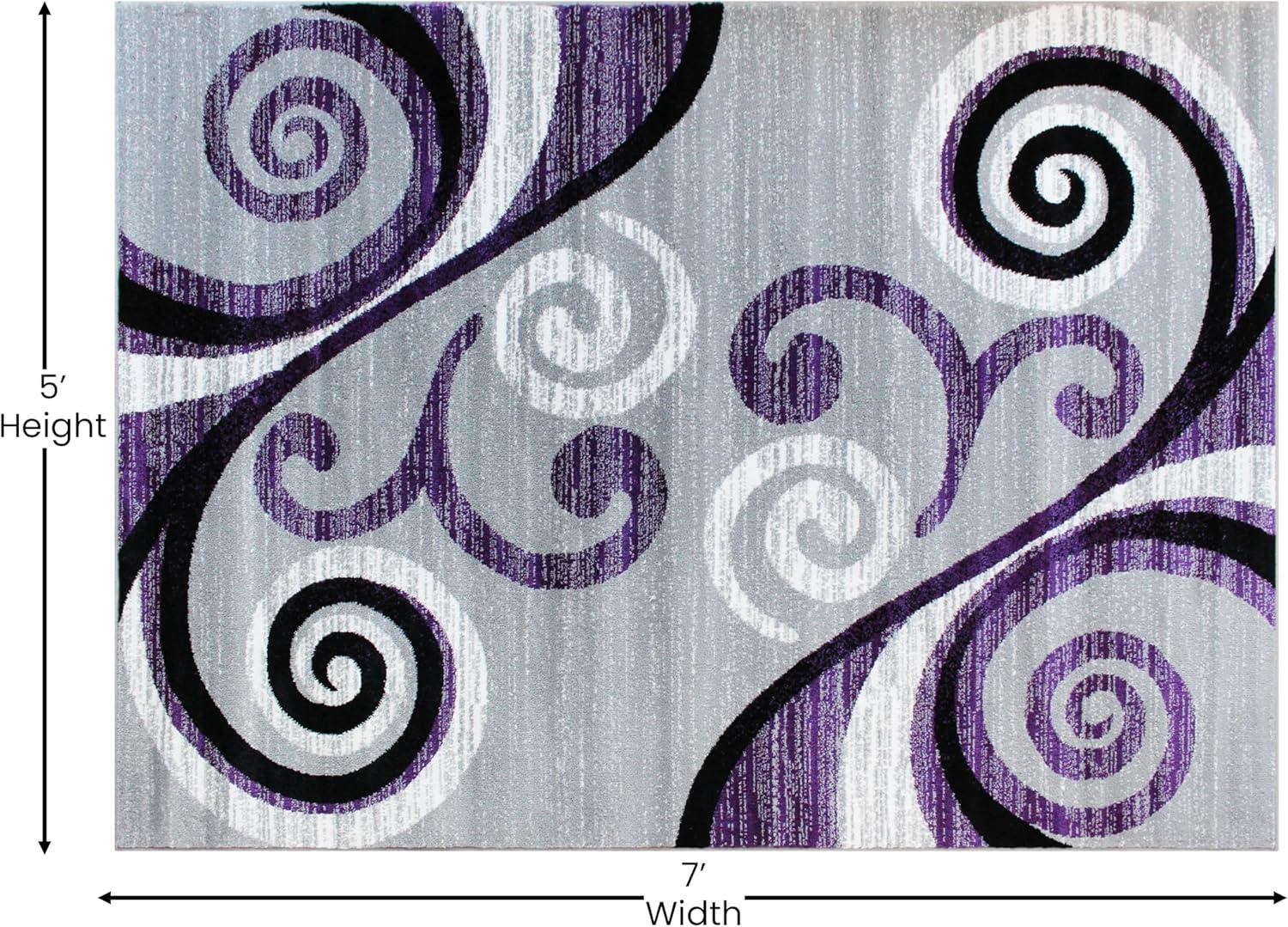 image:imageFlash Furniture Valli Collection Area Rug High Pile Purple Olefin Rug 2 x 7 Area Rug Jute Backing Hallway Entryway Bedroom Living RoomPurple