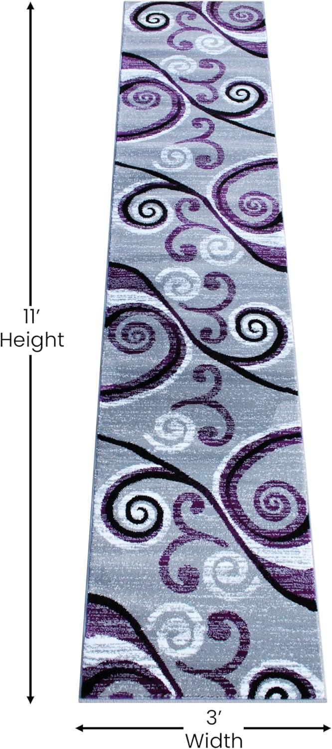image:imageFlash Furniture Valli Collection Area Rug High Pile Purple Olefin Rug 2 x 7 Area Rug Jute Backing Hallway Entryway Bedroom Living RoomPurple