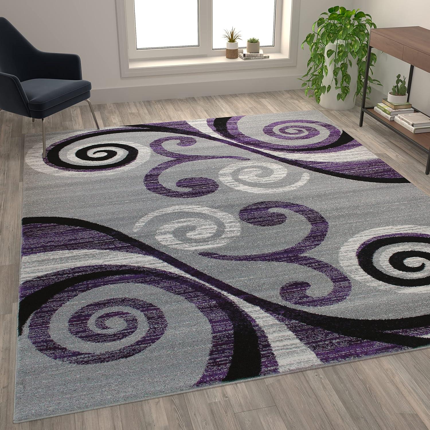 image:imageFlash Furniture Valli Collection Area Rug High Pile Purple Olefin Rug 2 x 7 Area Rug Jute Backing Hallway Entryway Bedroom Living RoomPurple