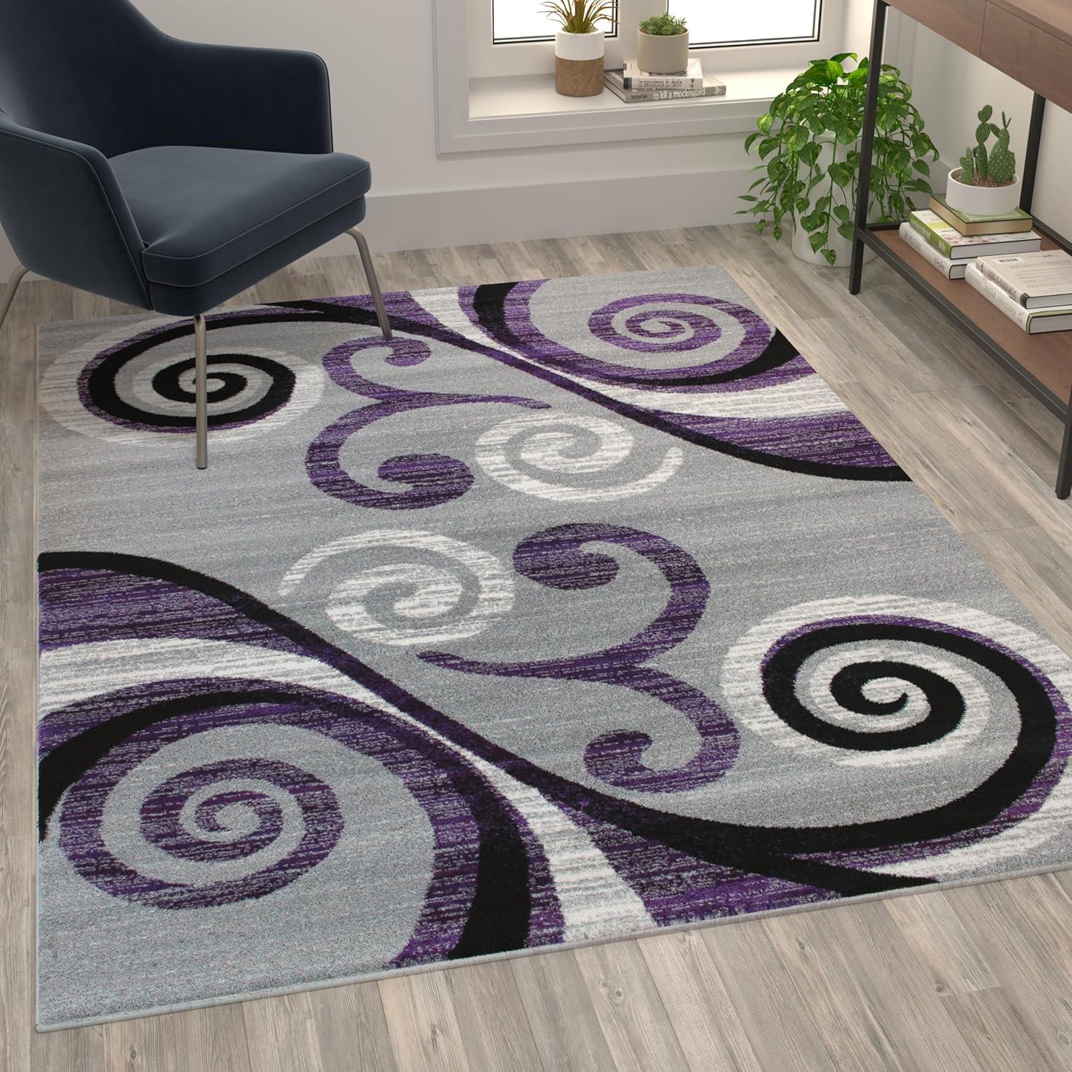 image:imageFlash Furniture Valli Collection Area Rug High Pile Purple Olefin Rug 2 x 7 Area Rug Jute Backing Hallway Entryway Bedroom Living RoomPurple