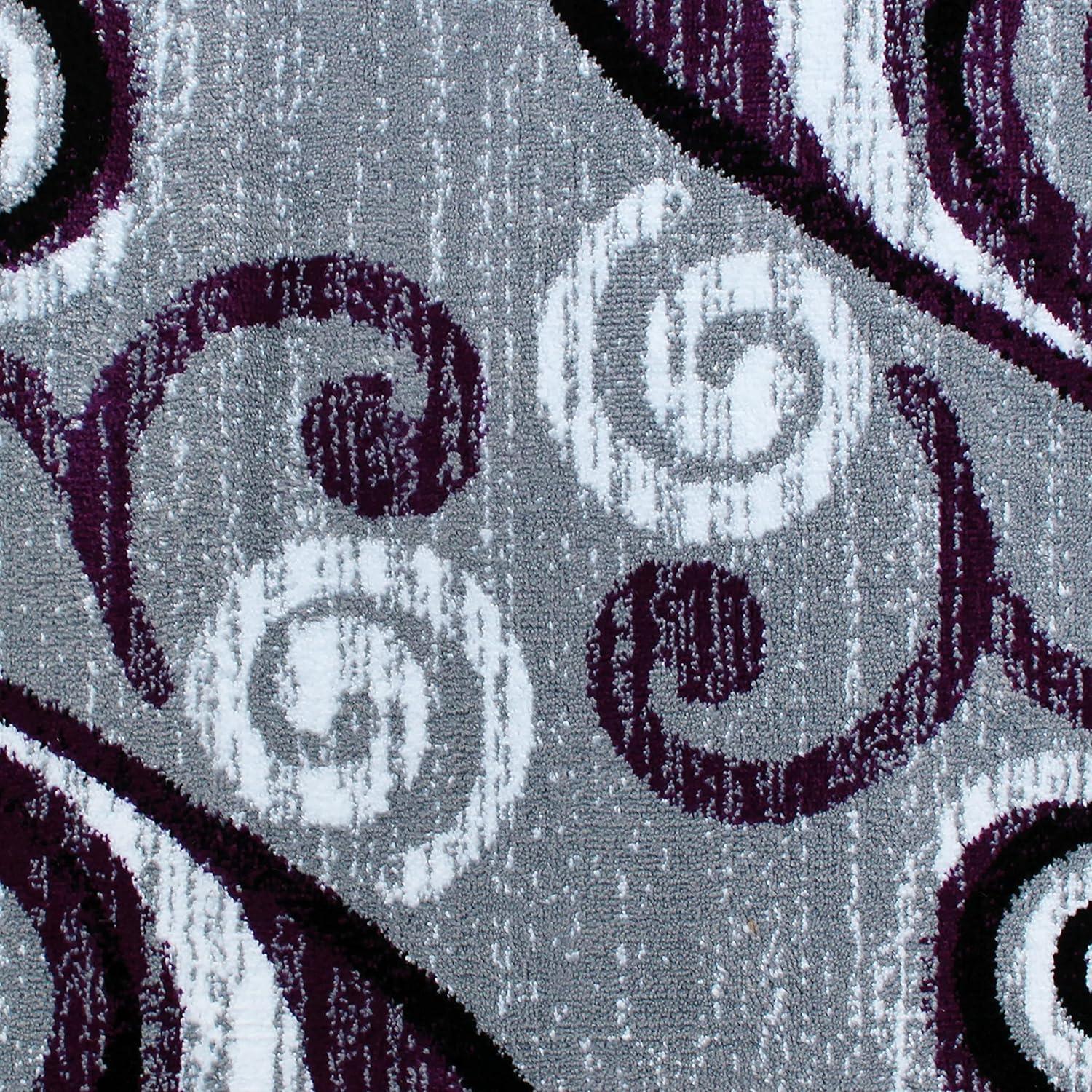 image:imageFlash Furniture Valli Collection Area Rug High Pile Purple Olefin Rug 2 x 7 Area Rug Jute Backing Hallway Entryway Bedroom Living RoomPurple