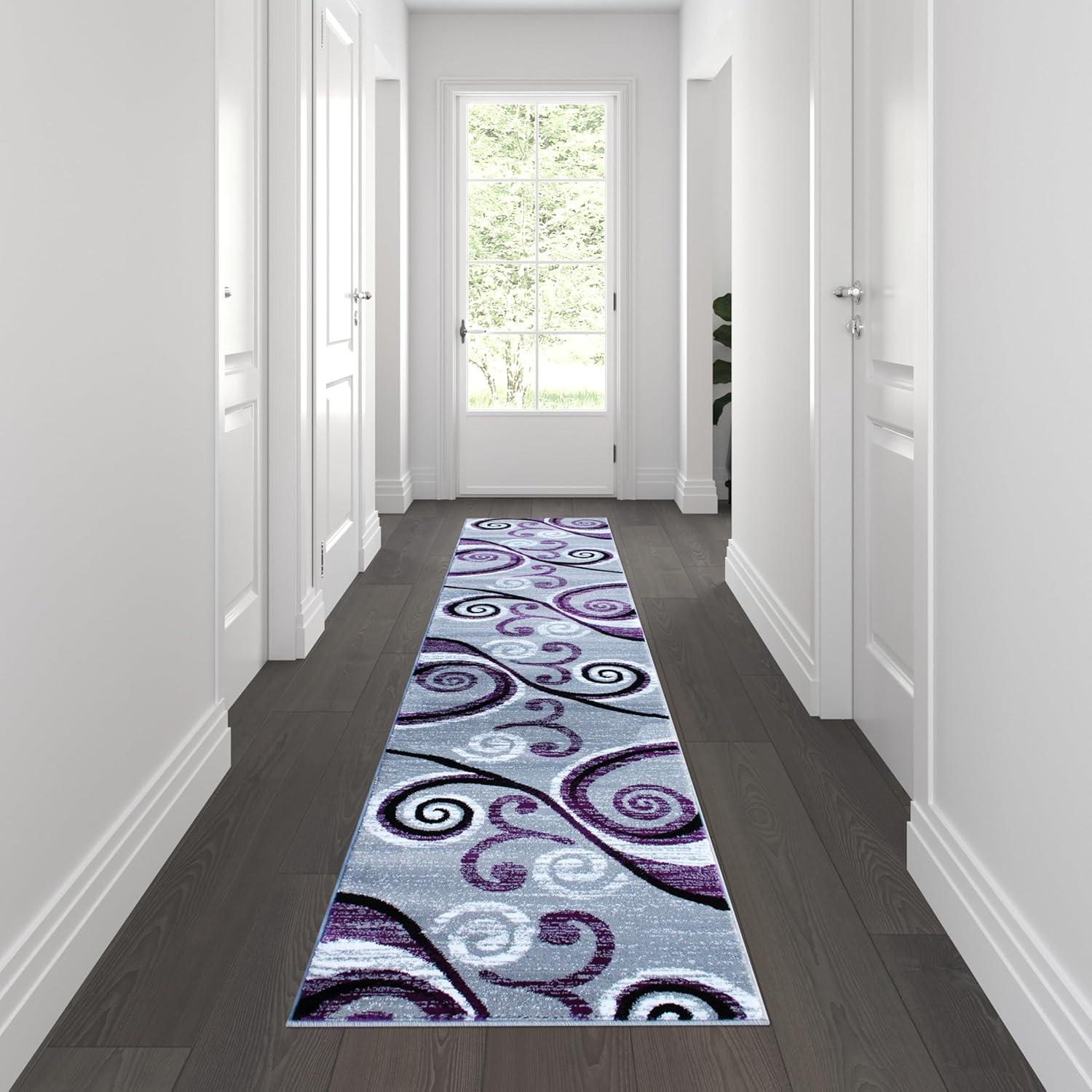 image:imageFlash Furniture Valli Collection Area Rug High Pile Purple Olefin Rug 2 x 7 Area Rug Jute Backing Hallway Entryway Bedroom Living RoomPurple