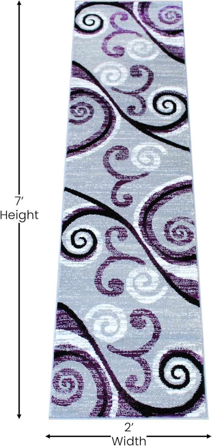 image:imageFlash Furniture Valli Collection Area Rug High Pile Purple Olefin Rug 2 x 7 Area Rug Jute Backing Hallway Entryway Bedroom Living RoomPurple