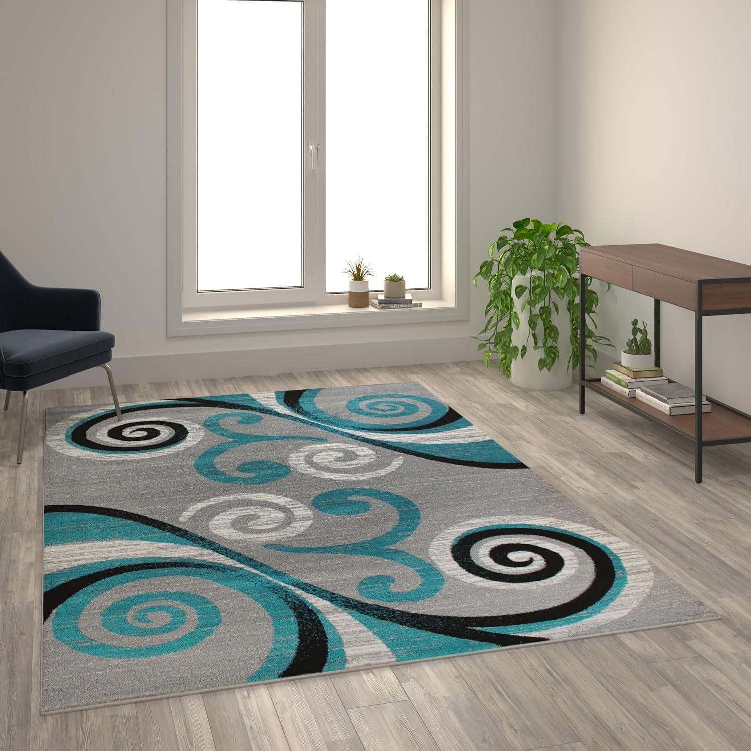 image:imageFlash Furniture Valli Collection Area Rug High Pile Purple Olefin Rug 2 x 7 Area Rug Jute Backing Hallway Entryway Bedroom Living RoomTurquoise