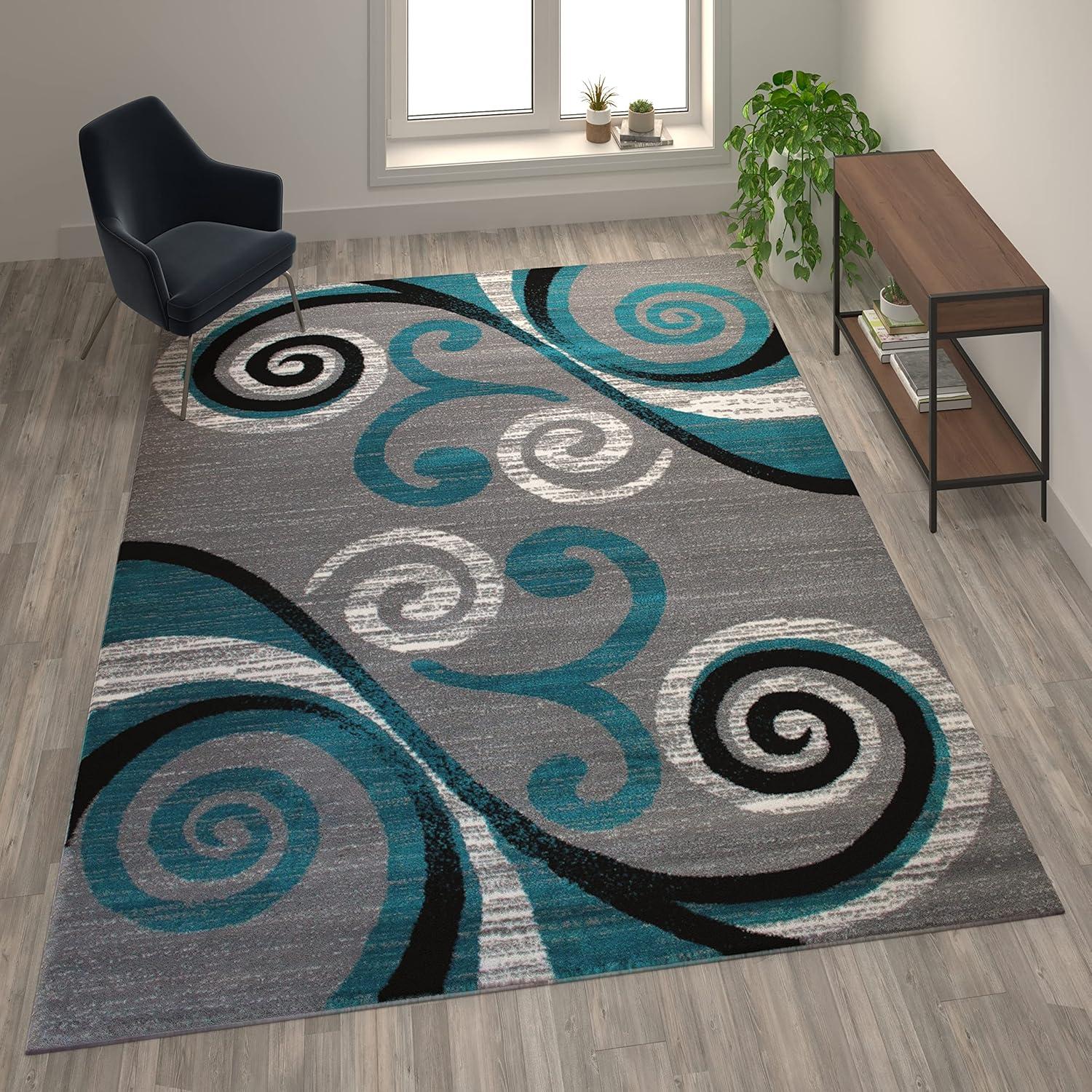 image:imageFlash Furniture Valli Collection Area Rug High Pile Purple Olefin Rug 2 x 7 Area Rug Jute Backing Hallway Entryway Bedroom Living RoomTurquoise