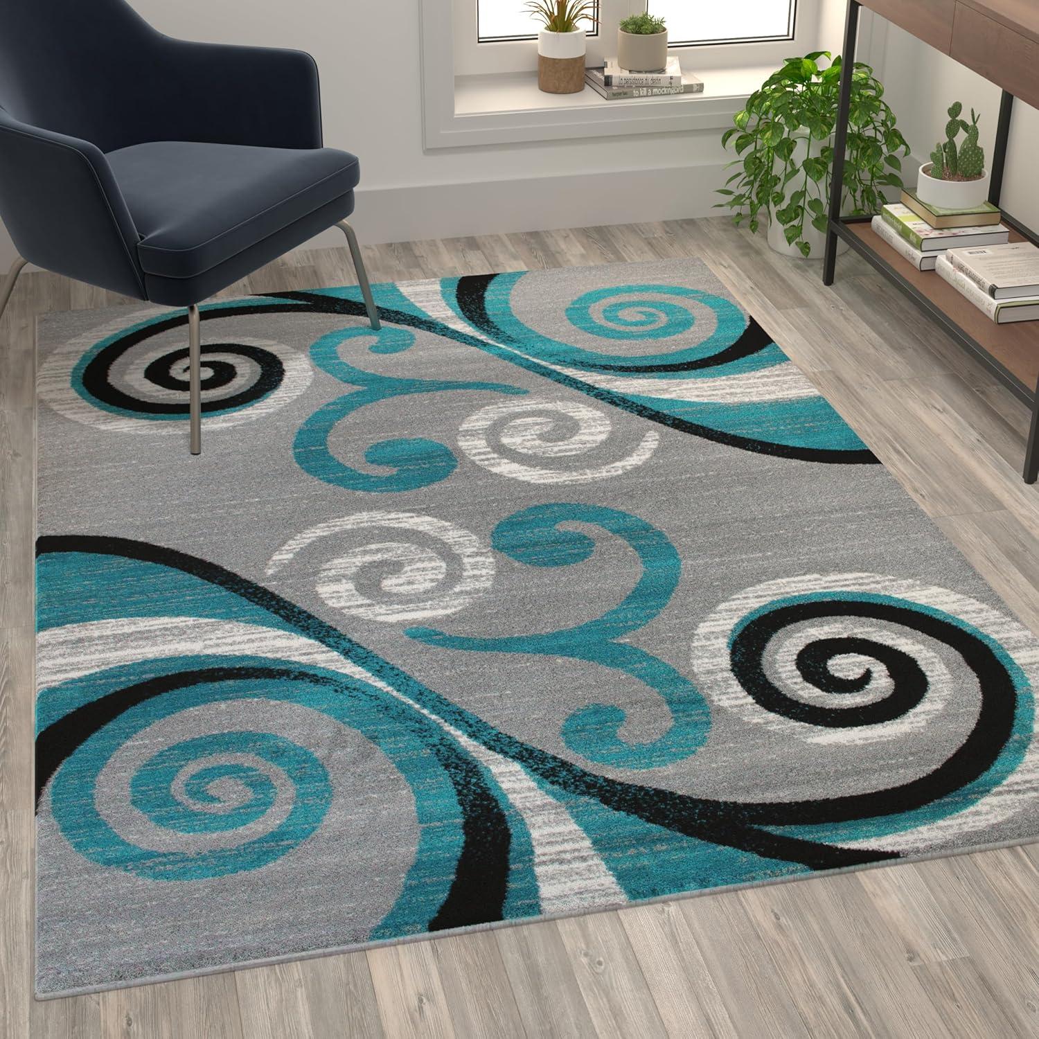 image:imageFlash Furniture Valli Collection Area Rug High Pile Purple Olefin Rug 2 x 7 Area Rug Jute Backing Hallway Entryway Bedroom Living RoomTurquoise