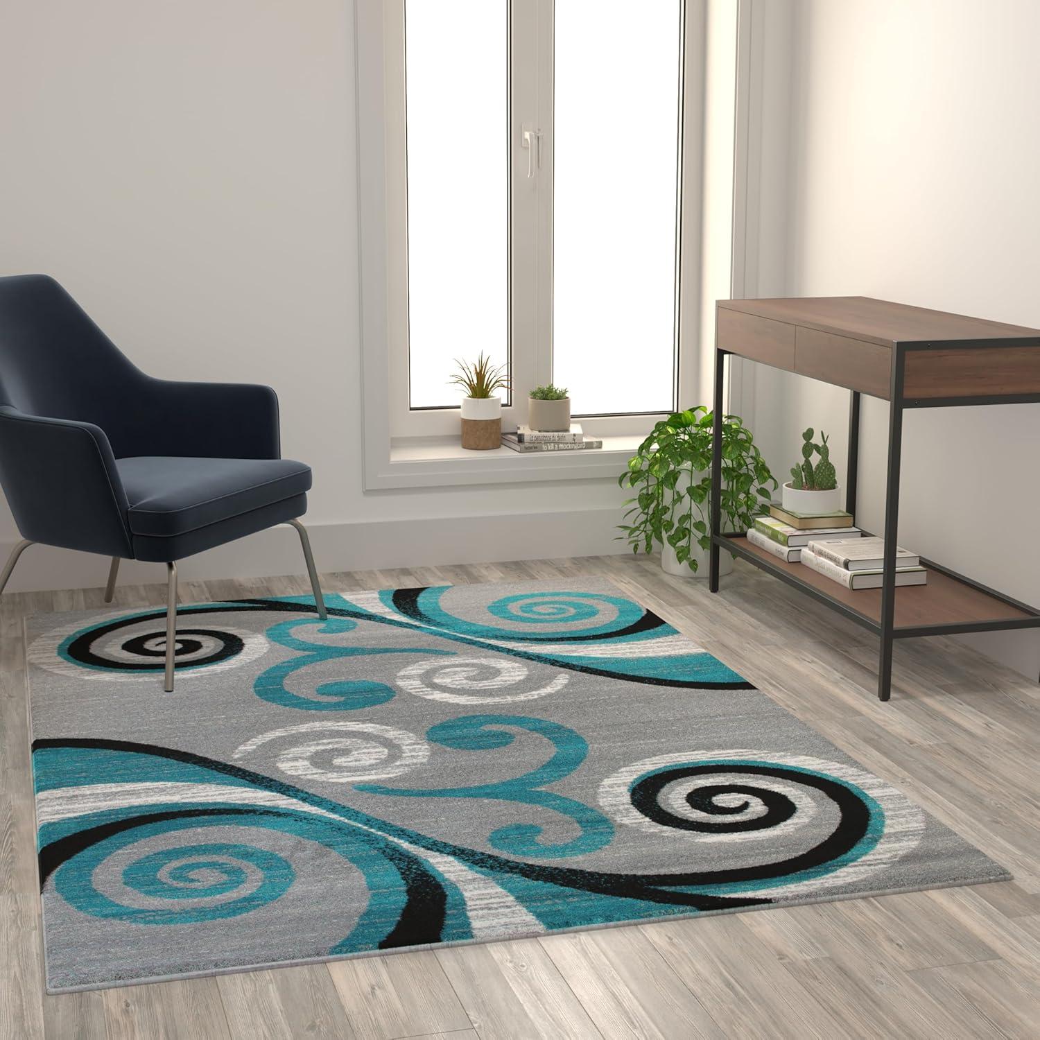 image:imageFlash Furniture Valli Collection Area Rug High Pile Purple Olefin Rug 2 x 7 Area Rug Jute Backing Hallway Entryway Bedroom Living RoomTurquoise