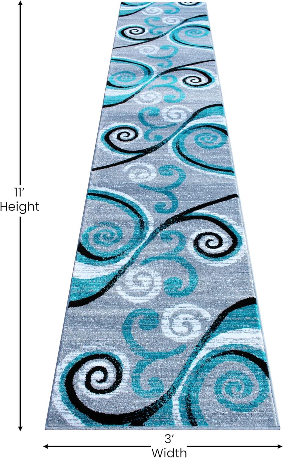 image:imageFlash Furniture Valli Collection Area Rug High Pile Purple Olefin Rug 2 x 7 Area Rug Jute Backing Hallway Entryway Bedroom Living RoomTurquoise