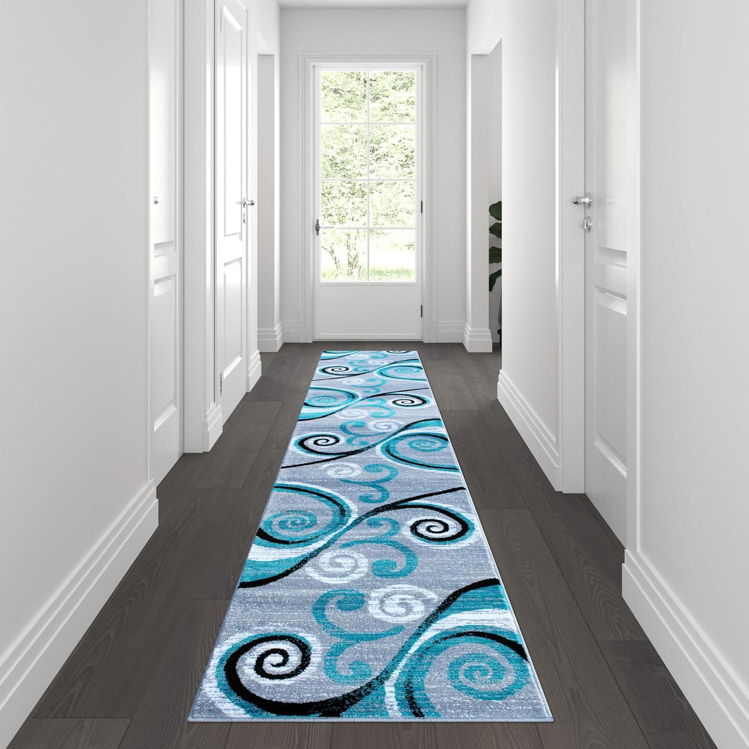 image:imageFlash Furniture Valli Collection Area Rug High Pile Purple Olefin Rug 2 x 7 Area Rug Jute Backing Hallway Entryway Bedroom Living RoomTurquoise