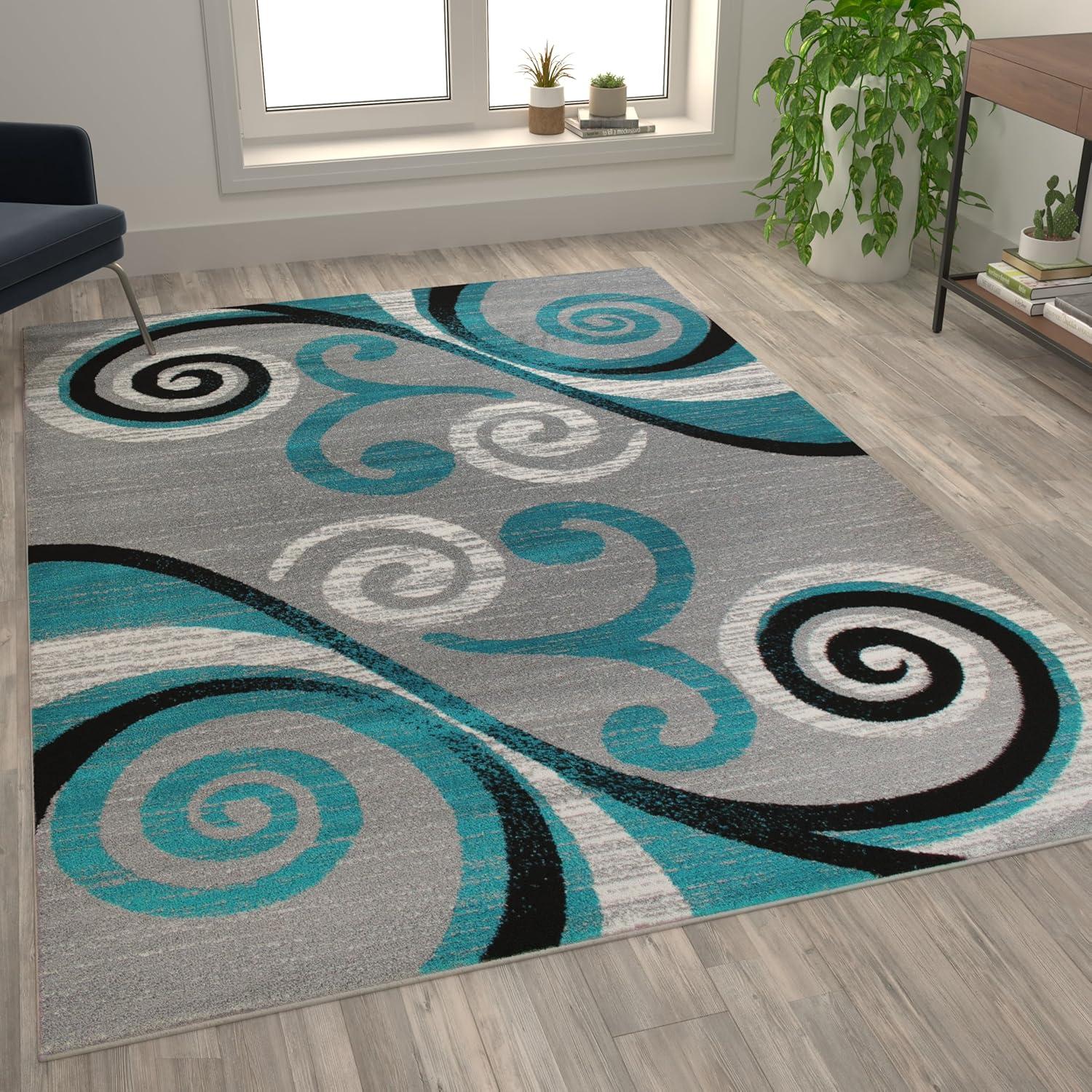 image:imageFlash Furniture Valli Collection Area Rug High Pile Purple Olefin Rug 2 x 7 Area Rug Jute Backing Hallway Entryway Bedroom Living RoomTurquoise