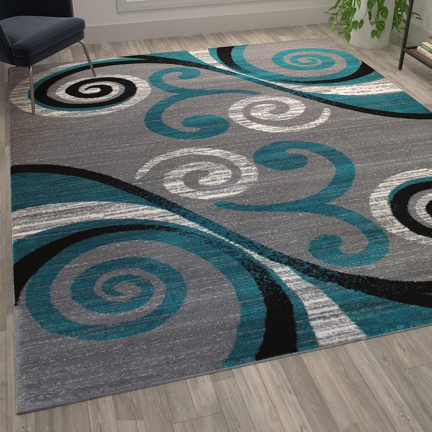 image:imageFlash Furniture Valli Collection Area Rug High Pile Purple Olefin Rug 2 x 7 Area Rug Jute Backing Hallway Entryway Bedroom Living RoomTurquoise