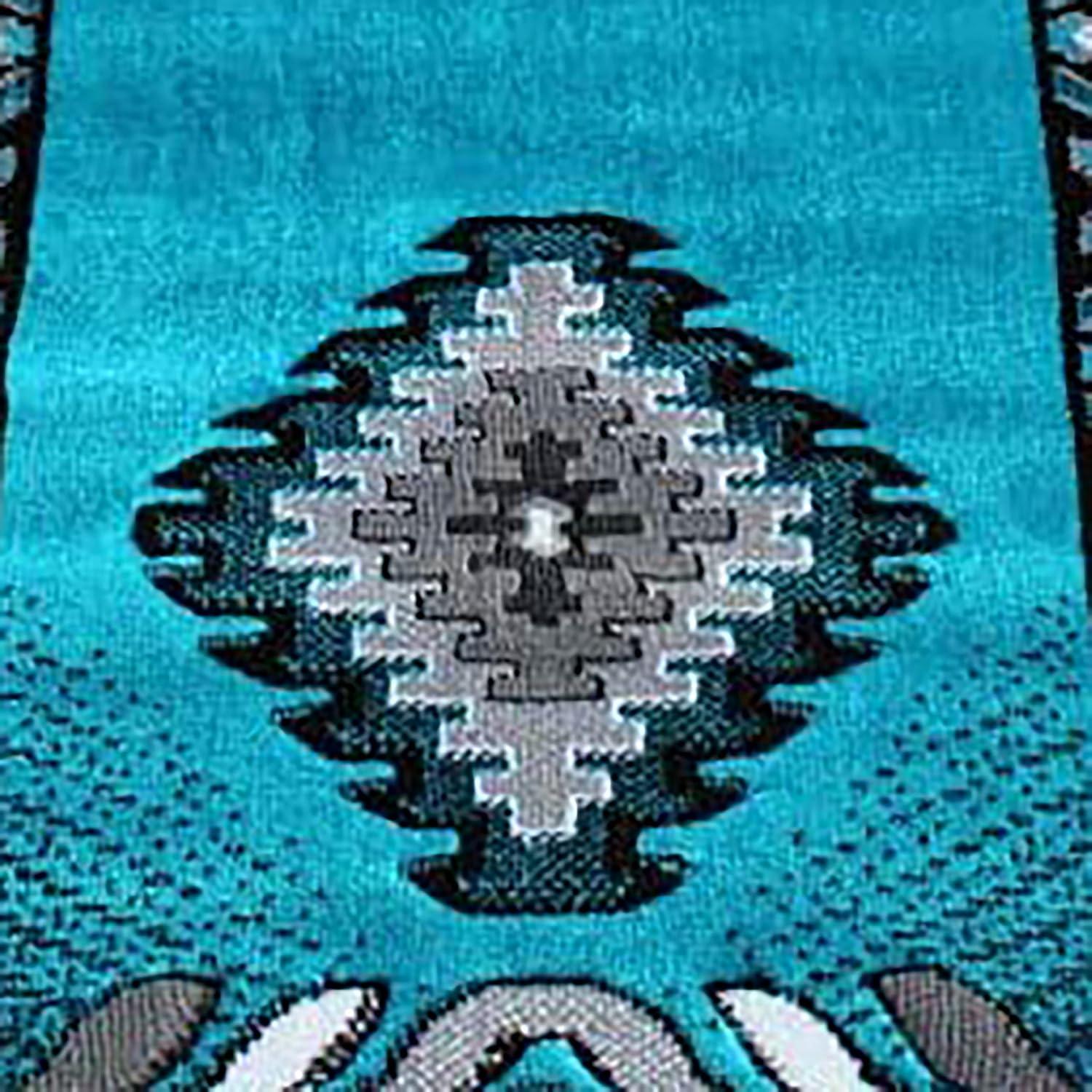 image:imageFlash Furniture Ventana Collection Southwestern Accent Rug Low Pile Hunter Green Olefin Rug 2x7 Area Rug Jute Backing Hallway Entryway Bedroom Living RoomTurquoise