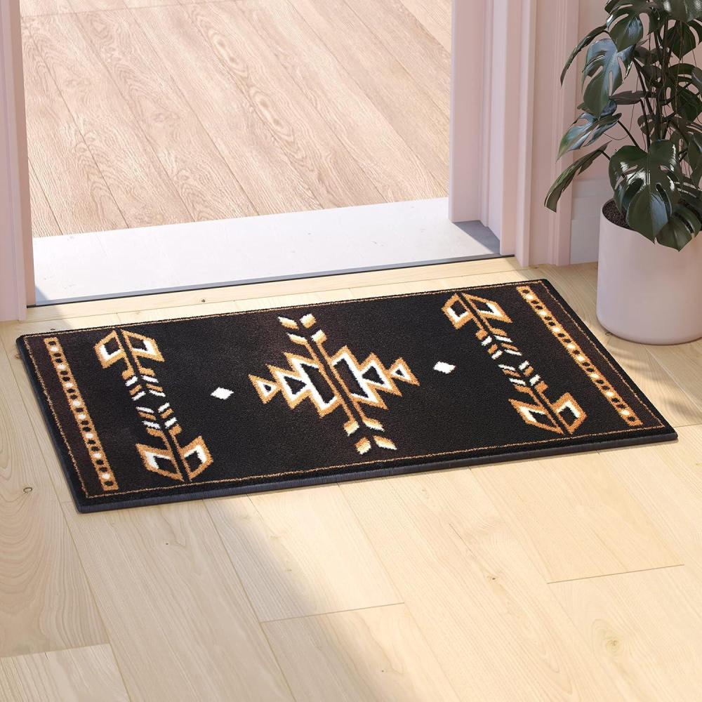 image:imageFlash Furniture Amado Collection Rustic Southwestern Area Rug NonShedding Brown Olefin Fibers 2 x 7 Jute Backing Bedroom Living Room Entryway2 x 35 Rectangular