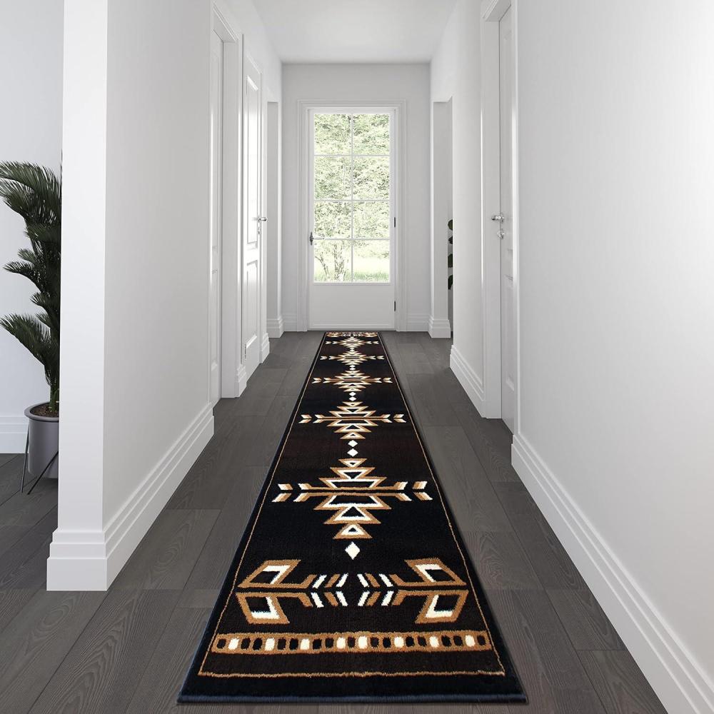 image:imageFlash Furniture Amado Collection Rustic Southwestern Area Rug  NonShedding Brown Olefin Fibers  2 x 7  Jute Backing  Bedroom Living Room Entryway27 x 157 Rectangular