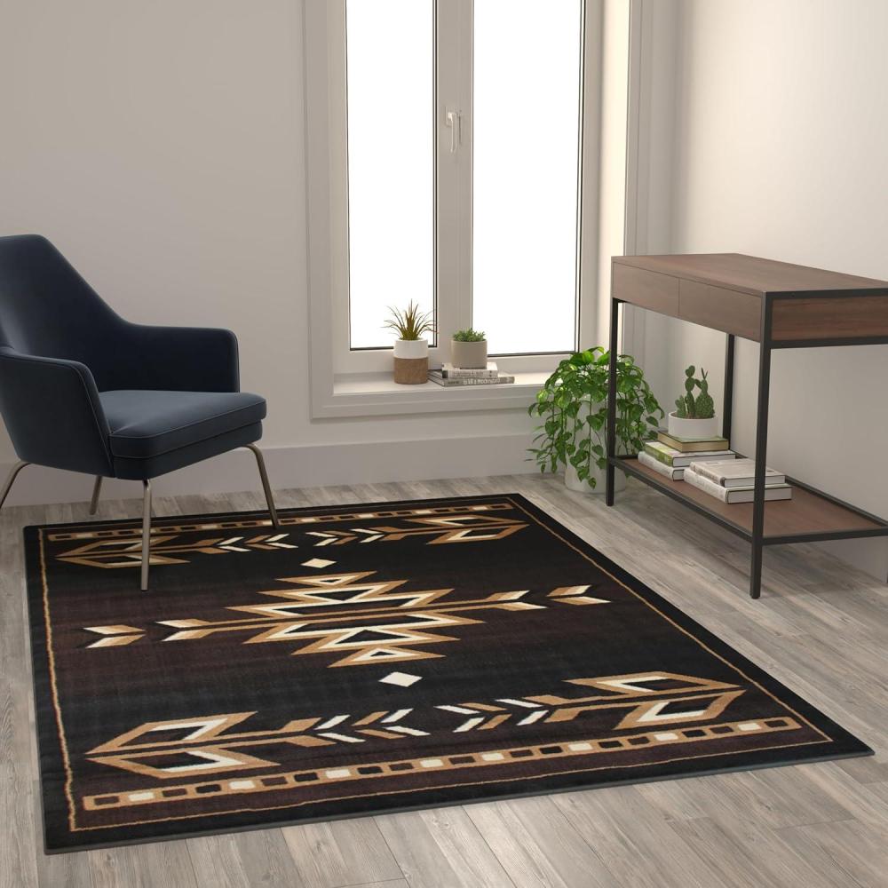 image:imageFlash Furniture Amado Collection Rustic Southwestern Area Rug  NonShedding Brown Olefin Fibers  2 x 7  Jute Backing  Bedroom Living Room Entryway5 x 7 Rectangular
