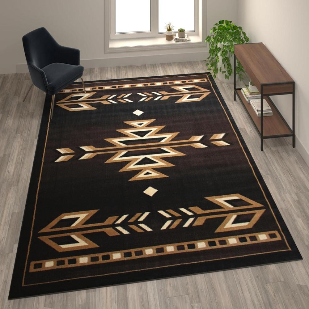 image:imageFlash Furniture Amado Collection Rustic Southwestern Area Rug NonShedding Brown Olefin Fibers 2 x 7 Jute Backing Bedroom Living Room Entryway8 x 10 Rectangular