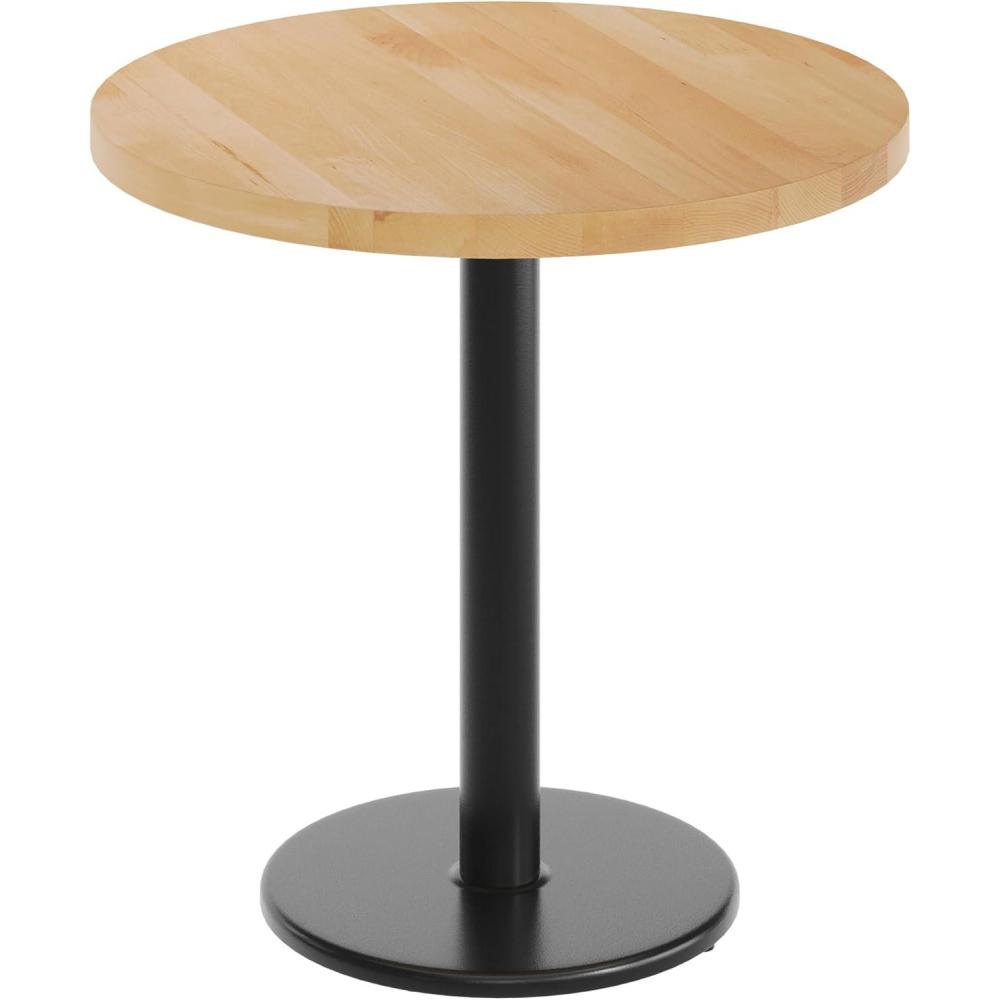 image:imageFlash Furniture Bennett 30 Round Solid Wood Commercial Indoor Tabletop in Dark Brown with 18 Round Dining Height Silver Cast Iron Base 300 lb Static CapacityNatural TopBlack Base