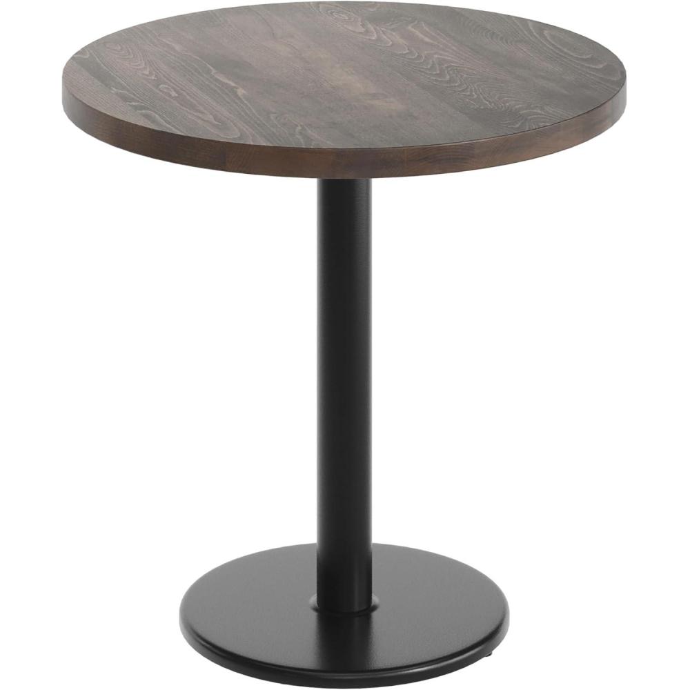 image:imageFlash Furniture Bennett 30 Round Solid Wood Commercial Indoor Tabletop in Dark Brown with 18 Round Dining Height Silver Cast Iron Base 300 lb Static CapacityDark Brown TopBlack Base