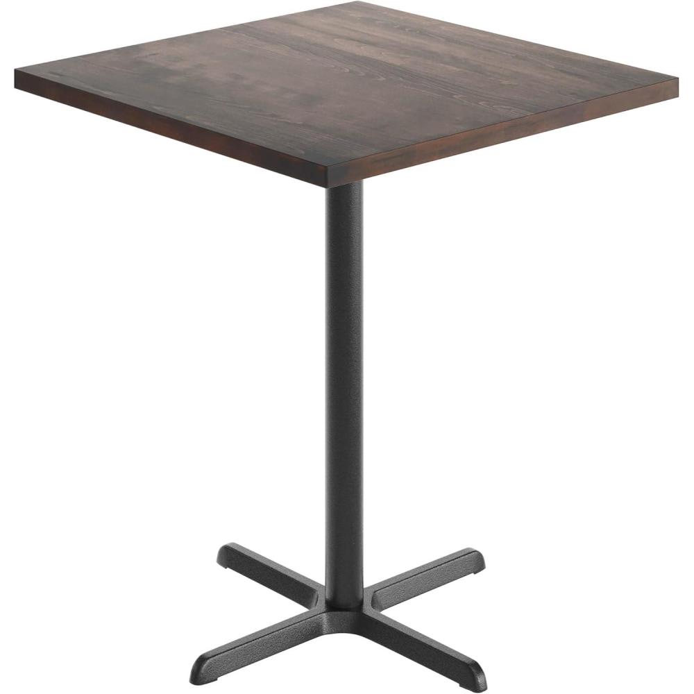 image:imageFlash Furniture Bennett 36 Square Solid Wood Commercial Indoor Tabletop in Natural with 30 x 30 Bar Height Black Cast Iron X Base 400 lb Static CapacityDark Brown TopBlack Base