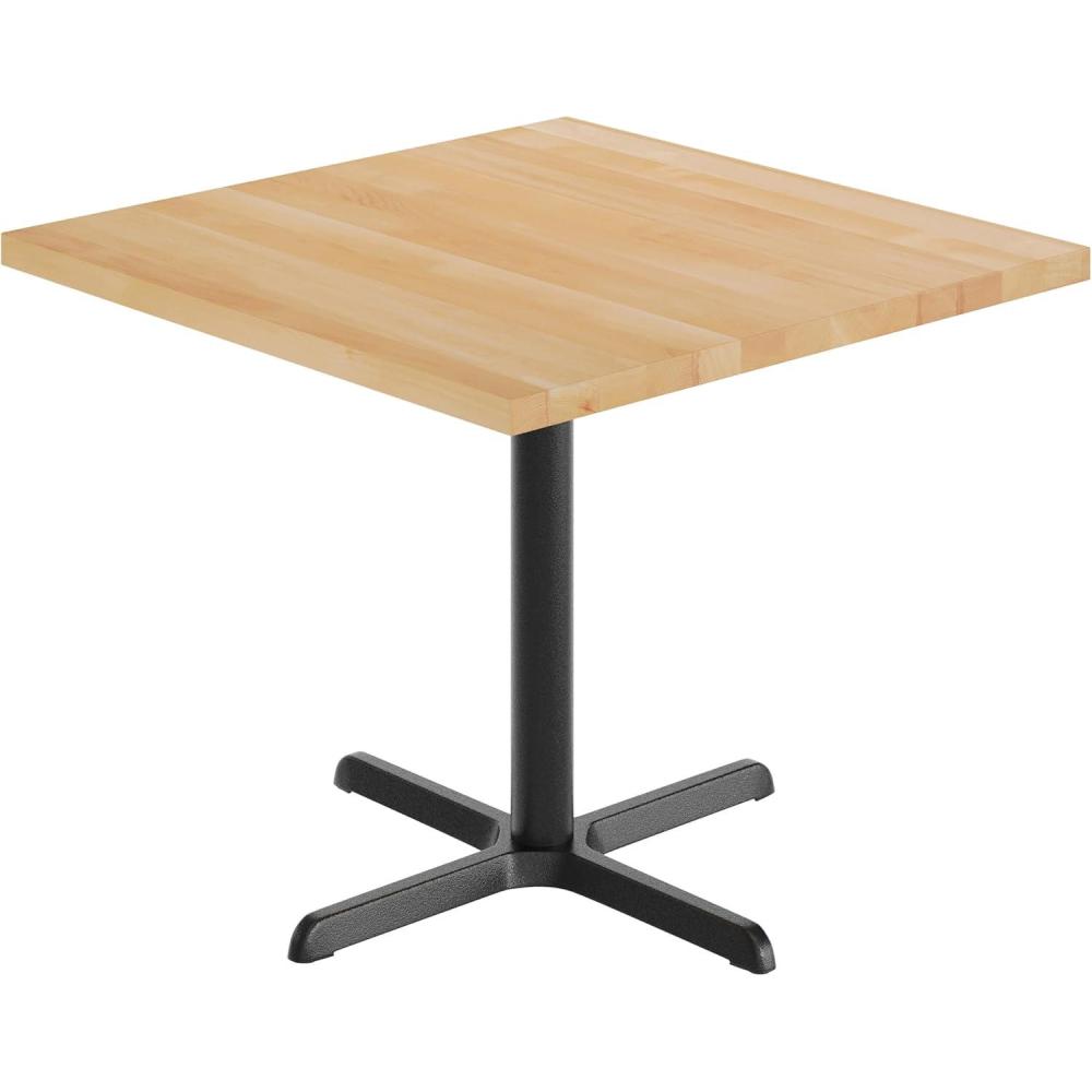 image:imageFlash Furniture Bennett 36 Square Solid Wood Commercial Indoor Tabletop in Natural with 30 x 30 Dining Height Black Cast Iron X Base 400 lb Static CapacityNatural TopBlack Base