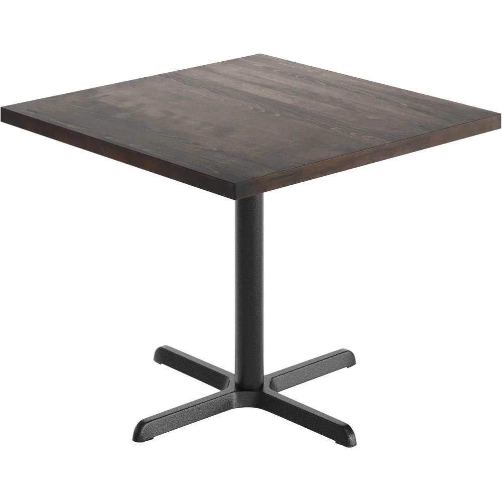 image:imageFlash Furniture Bennett 36 Square Solid Wood Commercial Indoor Tabletop in Natural with 30 x 30 Dining Height Black Cast Iron X Base 400 lb Static CapacityDark Brown TopBlack Base