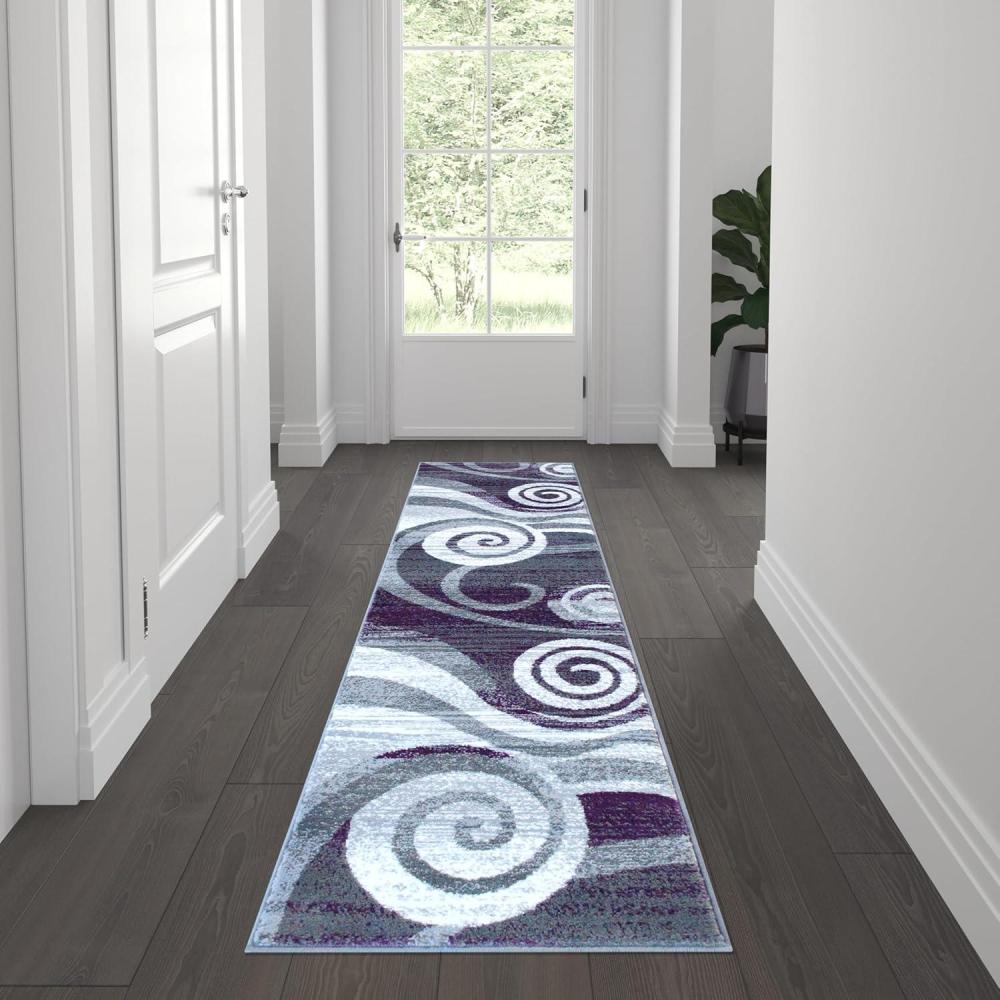 image:imageFlash Furniture Cirrus Collection Swirl Patterned Area Rug Purple Olefin Fibers with Jute Backing 5 x 7 Entryway Living Room BedroomPurple