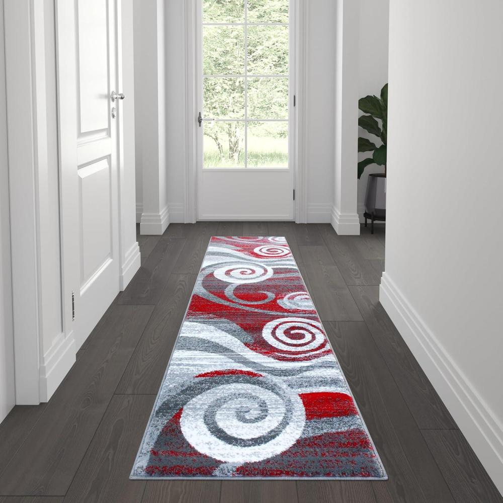 image:imageFlash Furniture Cirrus Collection Swirl Patterned Area Rug Purple Olefin Fibers with Jute Backing 5 x 7 Entryway Living Room BedroomRed