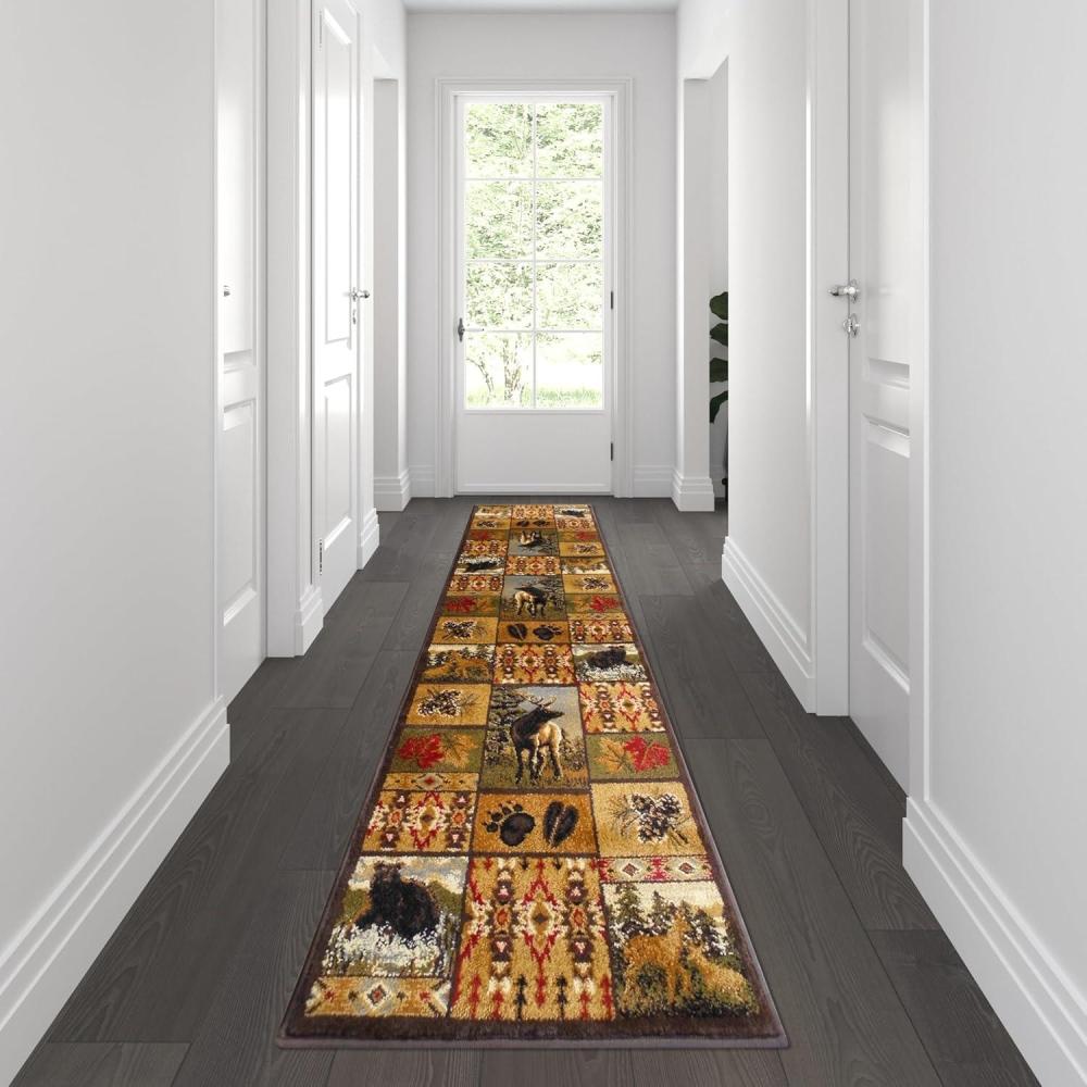 image:imageFlash Furniture Gaylord Collection Wilderness Bear and Moose Area Rug with Jute Backing Beige 2 x 7 Indoor Use