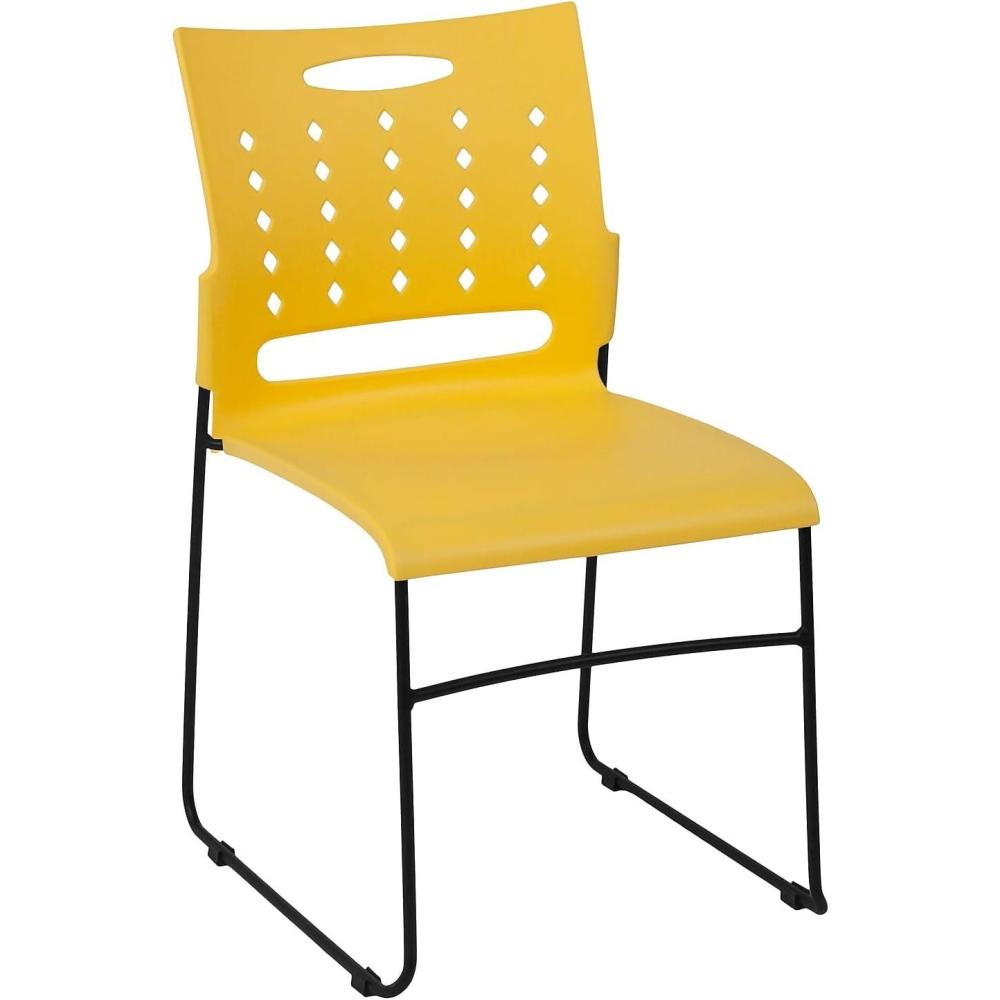 image:imageFlash Furniture HERCULES Series 881 lb Capacity Yellow Sled Base Stack Chair with AirVent BackYellow