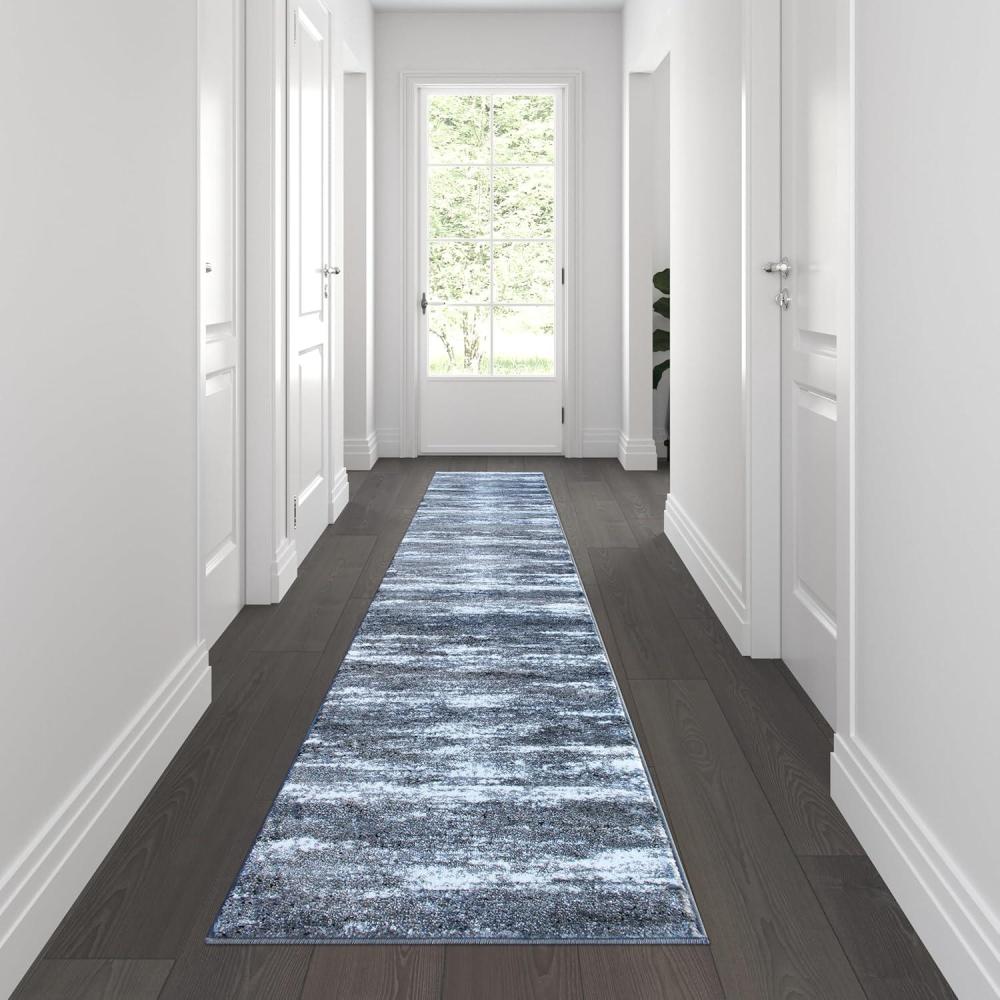 image:imageFlash Furniture Marian Collection Area Rug Distressed Turquoise Olefin Rug with Jute Backing 3 x 16 Entryway Living Room BedroomGrey